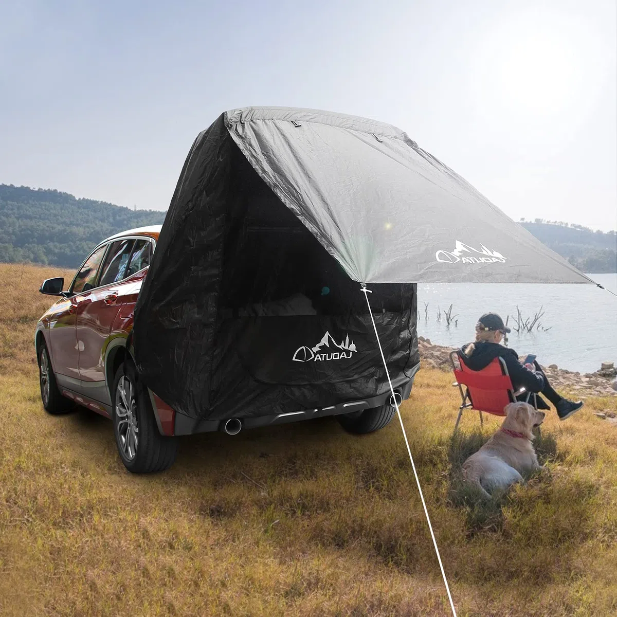 Auvent de Voiture Tente de hayon de Voiture avec la Gaze B3 Protection Solaire Imperméable Abri de Soleil de Tente pour Divers modèles de SUV（Largeur de la Queue inférieure à 1,9 m）