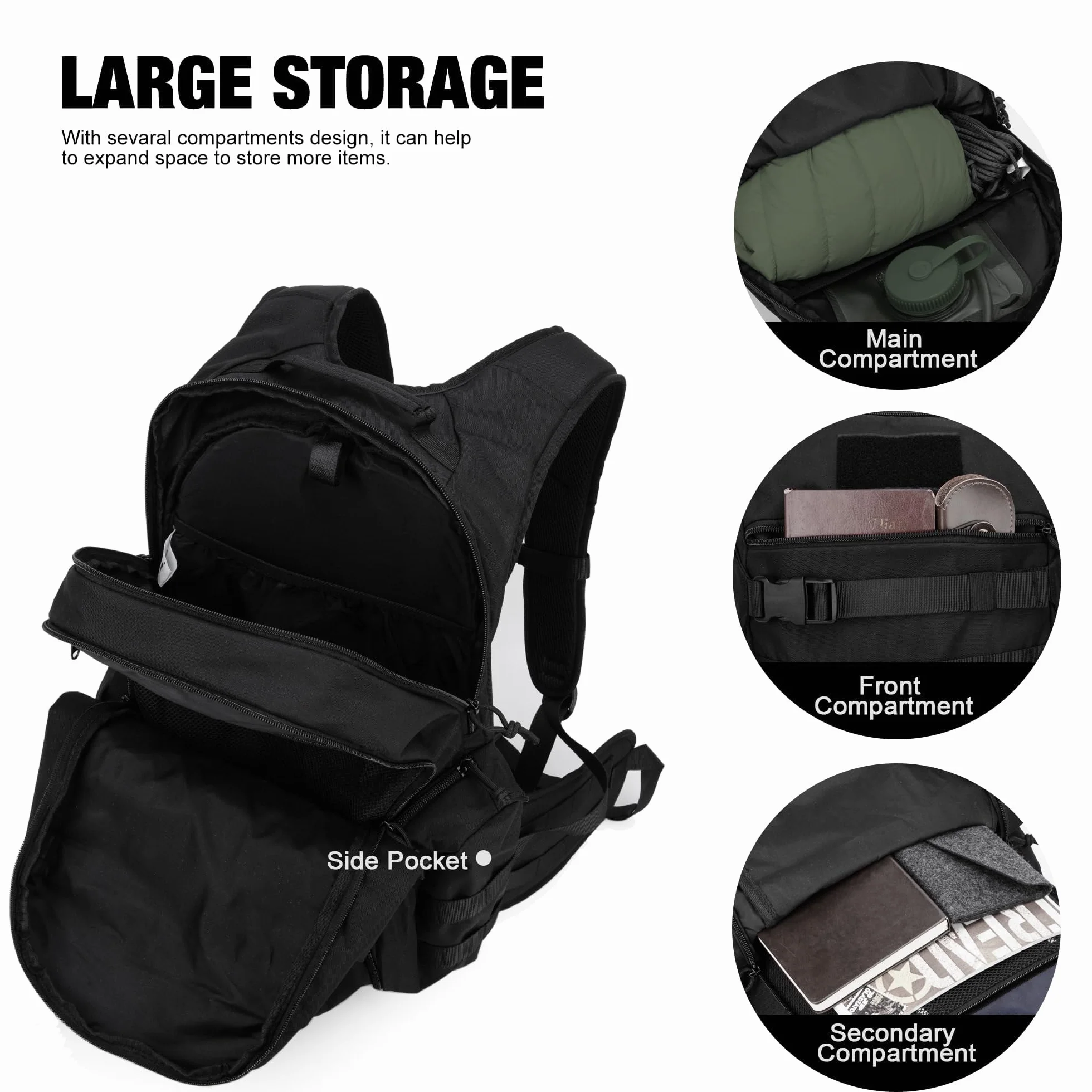 Mardingtop Sac à Dos 28 L/35 L - pour Adulte - Tactique - Sac à Dos de randonnée