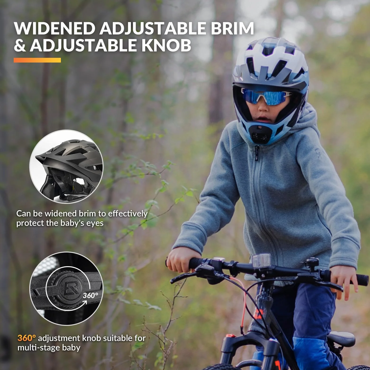 ROCKBROS Casque BMX d'enfant Intégral Vélo VTT Anti-Choc Menton Protection Détachable CE