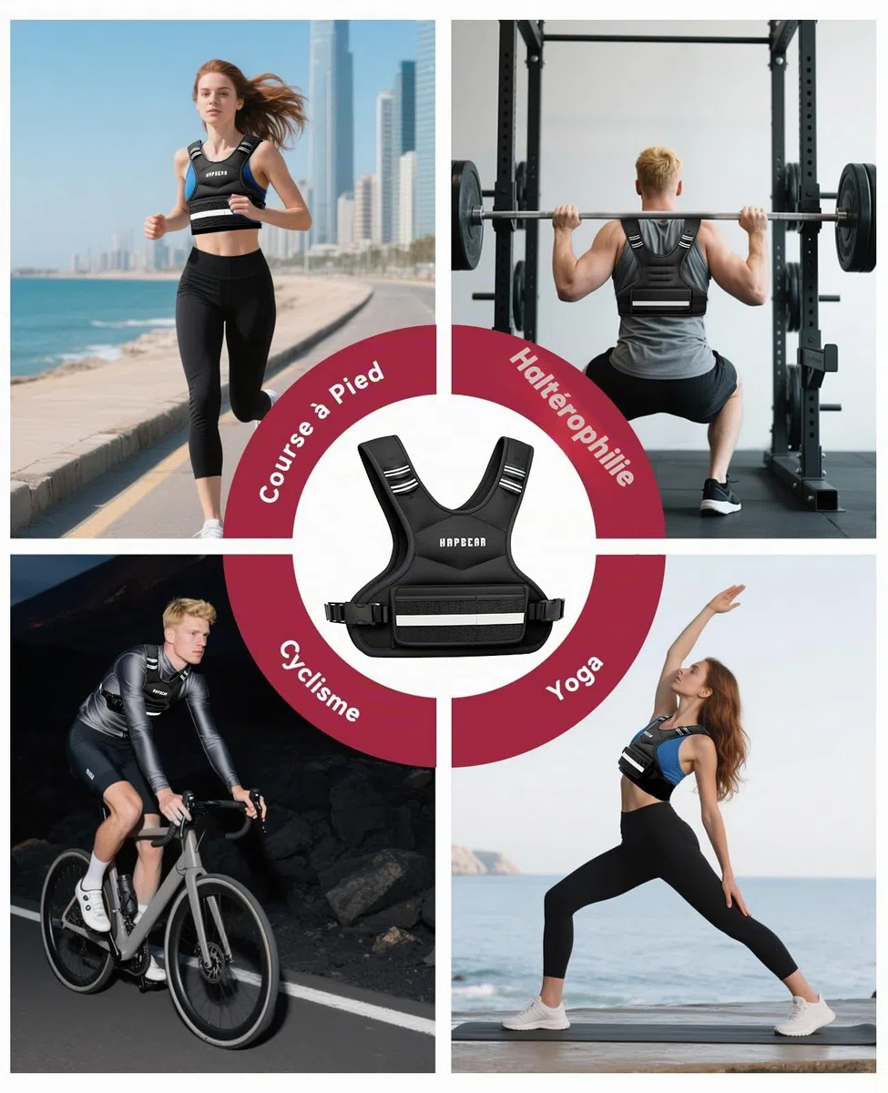 HAPBEAR Gilet Lesté - Réglable de 1,8 à 4,5 kg, Gilets Lestés pour l'Entraînement à Domicile, la Course à Pied et la Musculation