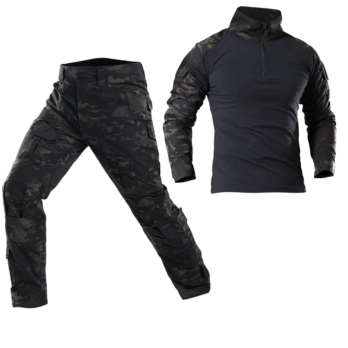 Tenue Airsoft Uniforme Militaire Tactique Pantalon de Combat Poches Multiples Pantalon et Tactical Chemise pour Paintball Chasse Tir BDU