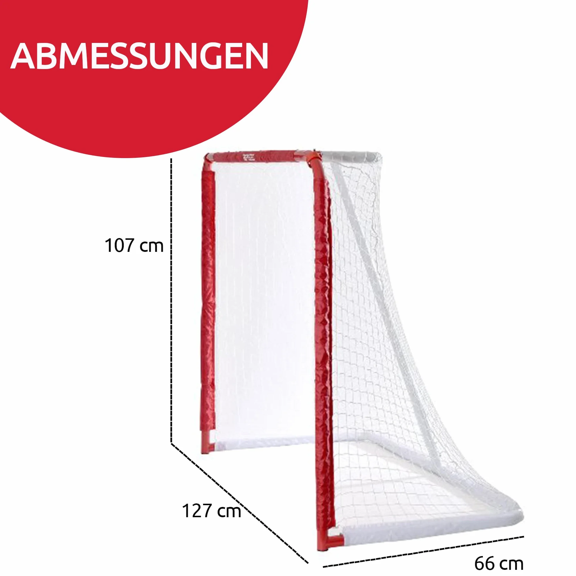 Base Streethockey 50" (127 x 107 x 66) I Pliable I Cadre en métal I Palet Jardin I Bulle de hockey & palcks, rouge et blanc, pouces