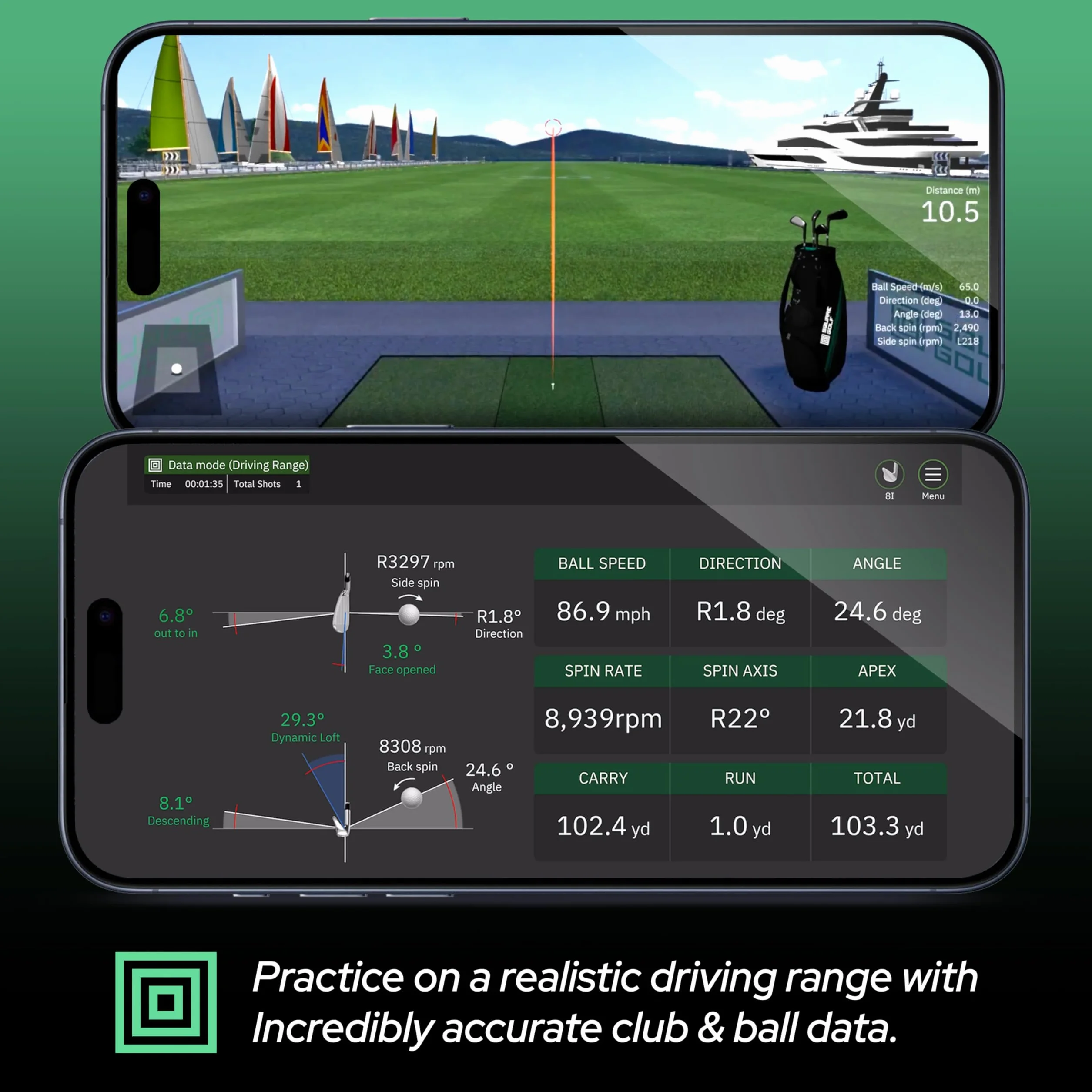 Square Golf Moniteur de Lancement d'intérieur Unisexe, Noir