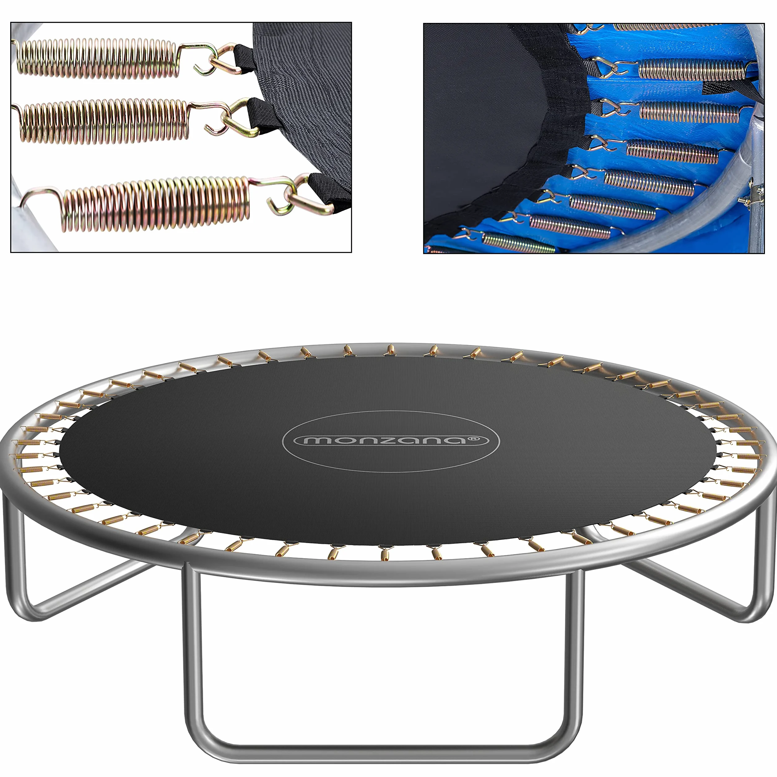 Monzana Tapis de Saut Trampoline Ø 183/244/305/366/427 cm 30-96 Oeillets Cousus 8 Fois résistants aux UV 13,5-14 cm Ressorts 50-150 kg Jardin Toile de Saut Trampoline Accessoires
