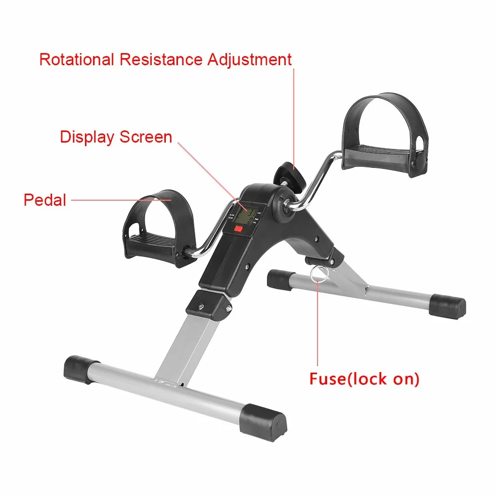 Pédales Statiques,Mini Vélo D'état,Machines à Jambes,Entraînement des Bras et des Jambes Écran LCD et Résistance Réglable,Pedalier Mini Velo D Appartement Formateur