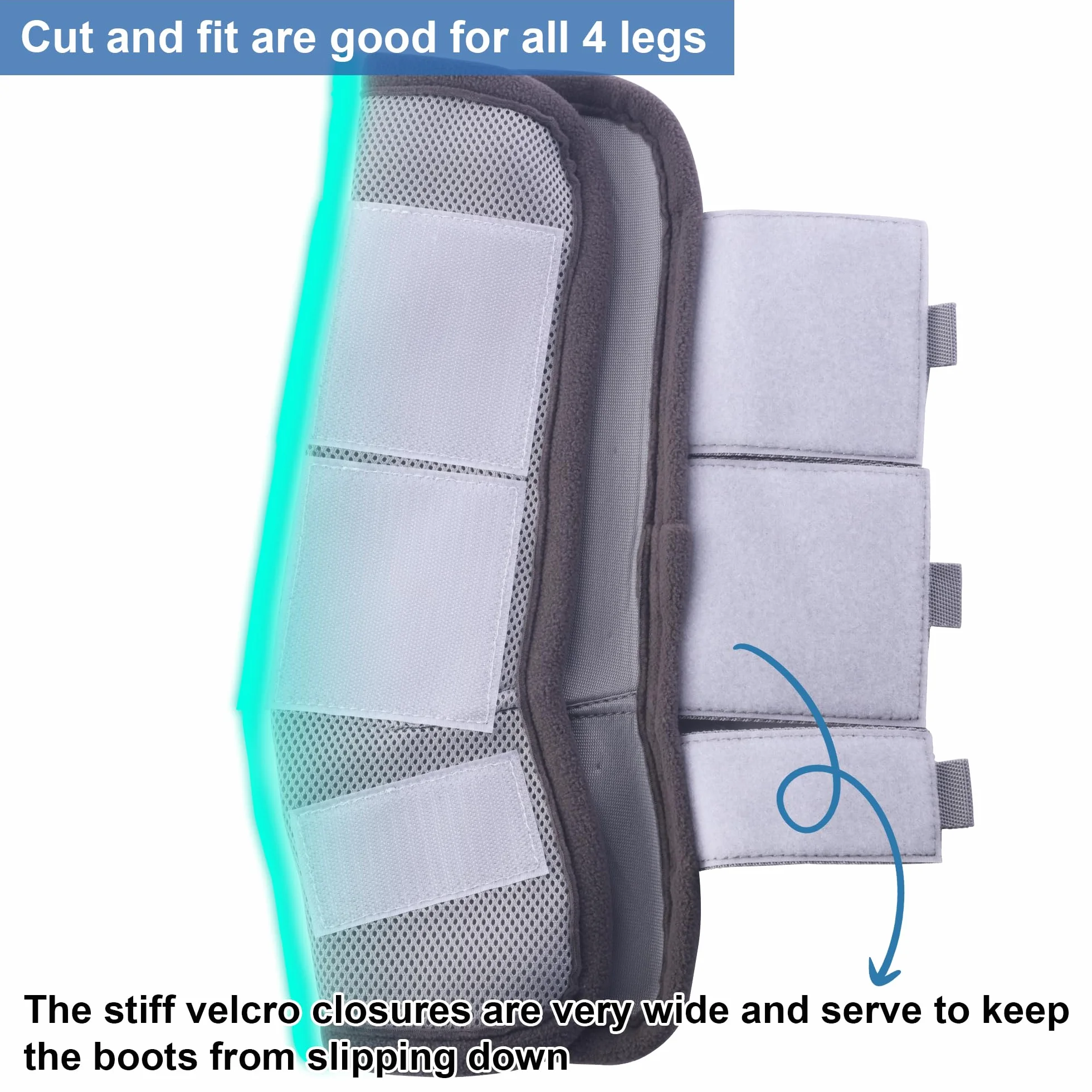 LEAFOREST Lot de 4 bottes de protection antidérapantes pour poneys - Maille respirante - Gris