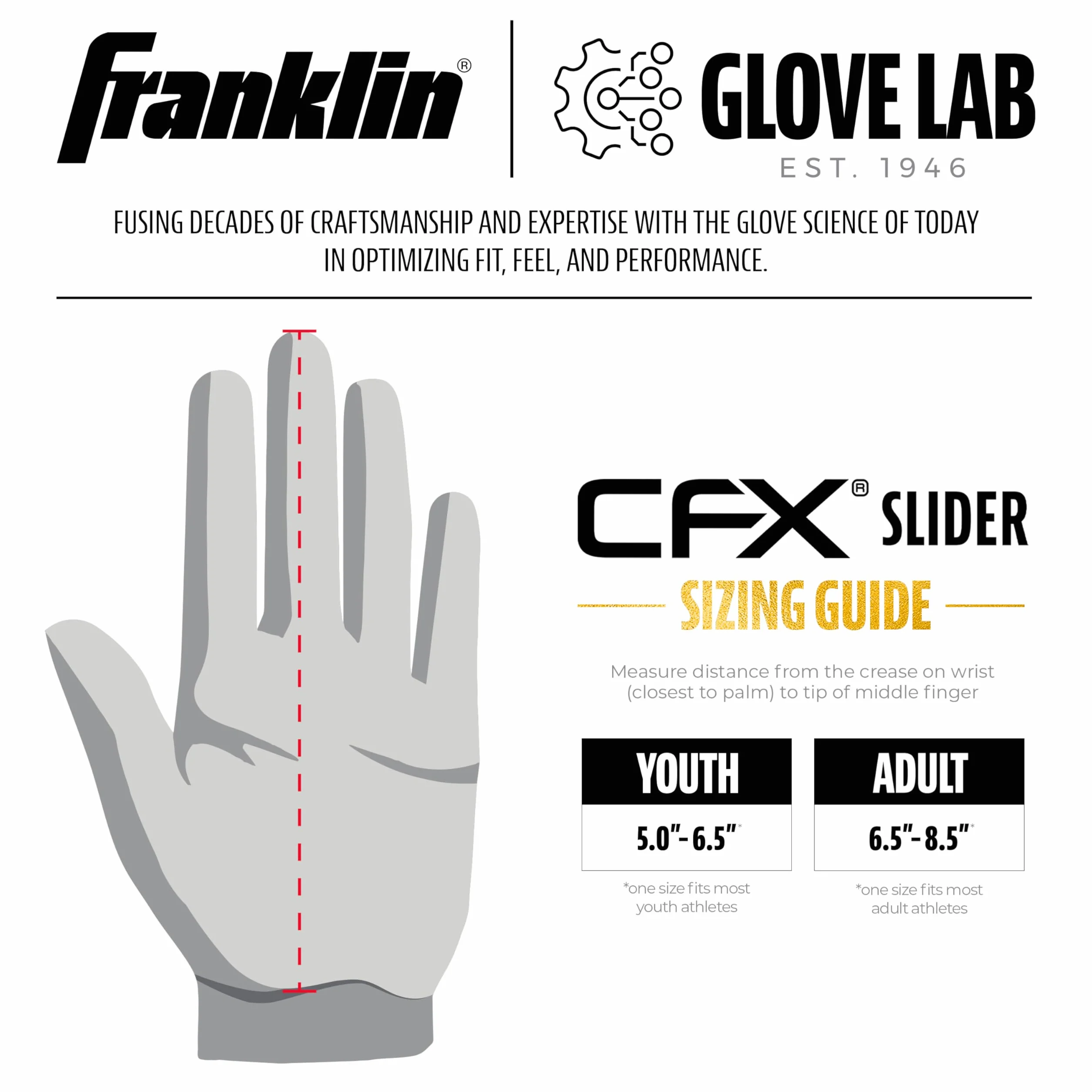 Franklin Sports Cfx Prt Adult Protective Baserunning Sliding Glove Gants de Protection Unisexe