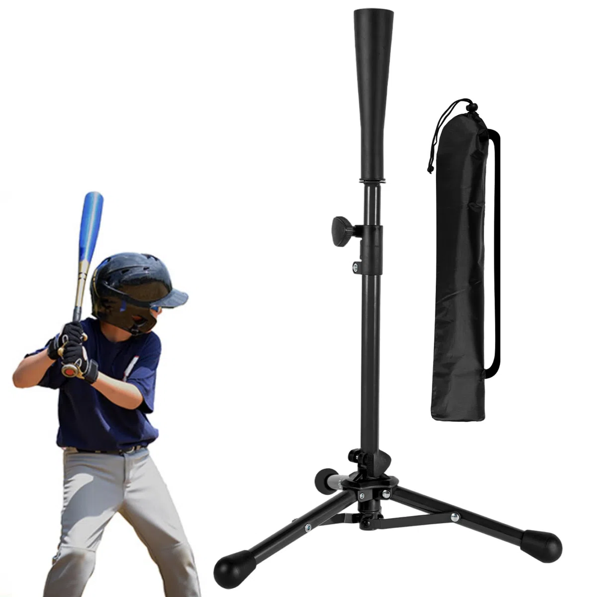 Tees de frappeur pour le baseball, tee-shirt de frappeur baseball pour enfants, t-shirts trépied stable portables 21-30 pouces pour avoir frappé la pratique l'entraînement, avec un sac tr
