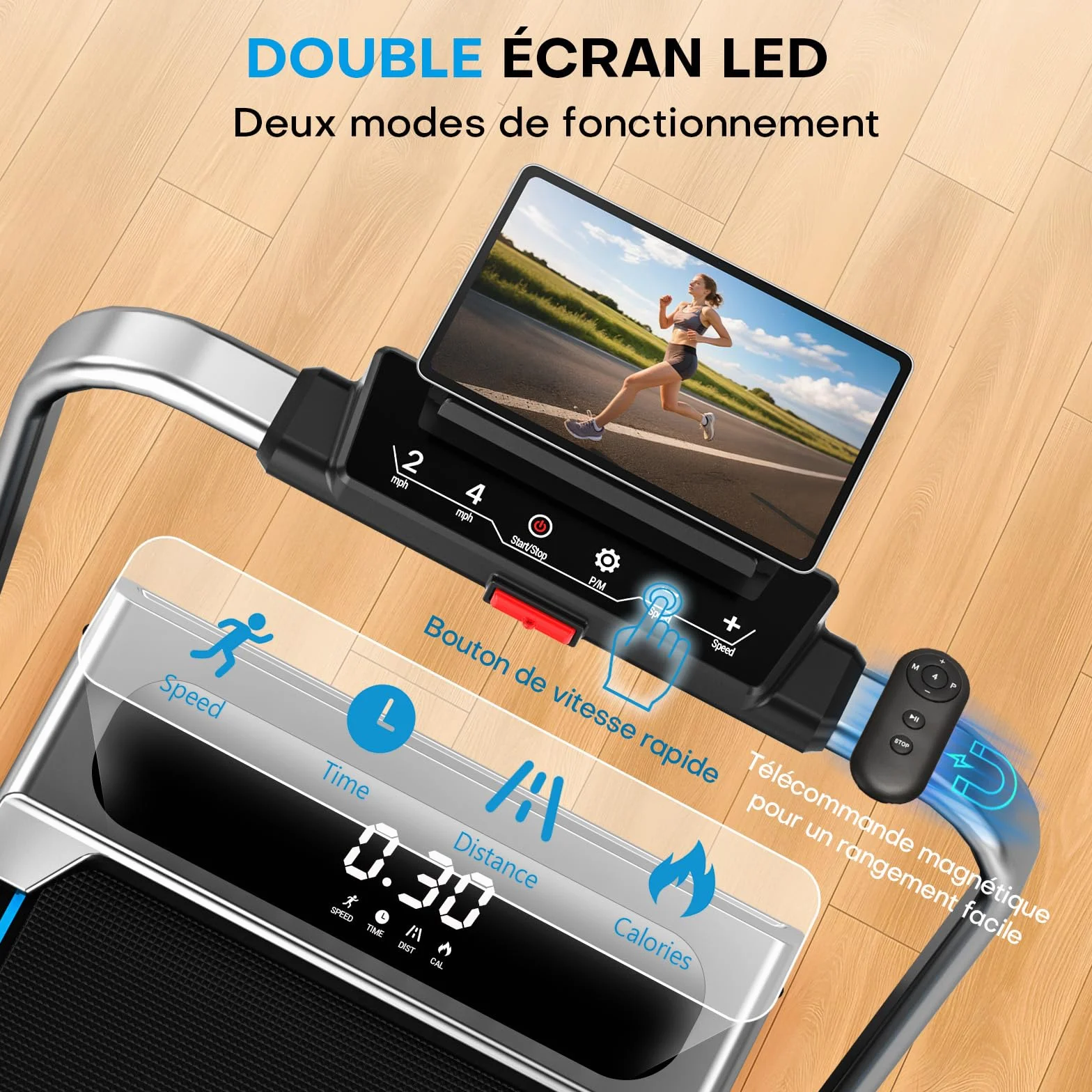 Tapis de Course Pliable FOUSAE 12 Programmes HIIT Inclinable 9% 12 KM/H Moteur 2,75 CV Charge 158kg