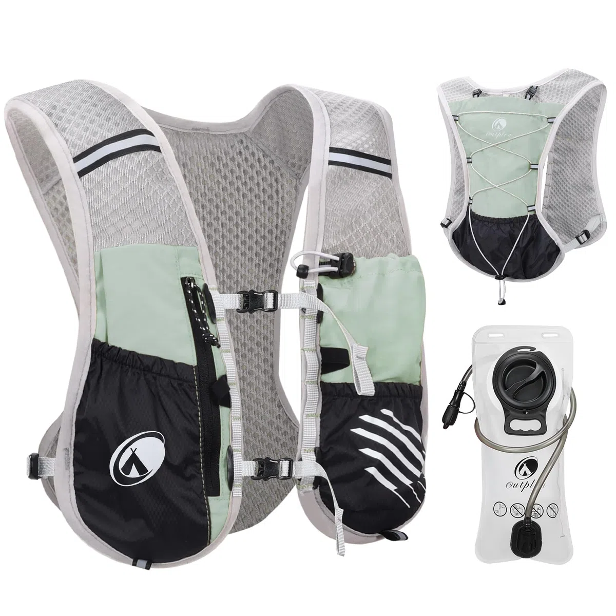 Sac Hydratation avec 2L Poche a Eau, Réfléchissant Gilet Hydratation Running Femme Homme, Léger Gilet Trail, Sac Running Hydratation pour Marathon Vélo Moto Course