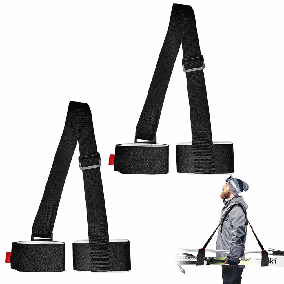 2 Pièces Sangles de Ski, Bandoulière de Ski Sangle de Ski Réglables Robustes Ski Strap Rangement à Skis Portables Sangles de Snowboard pour Transporter Facilement des Skis et des Pôles