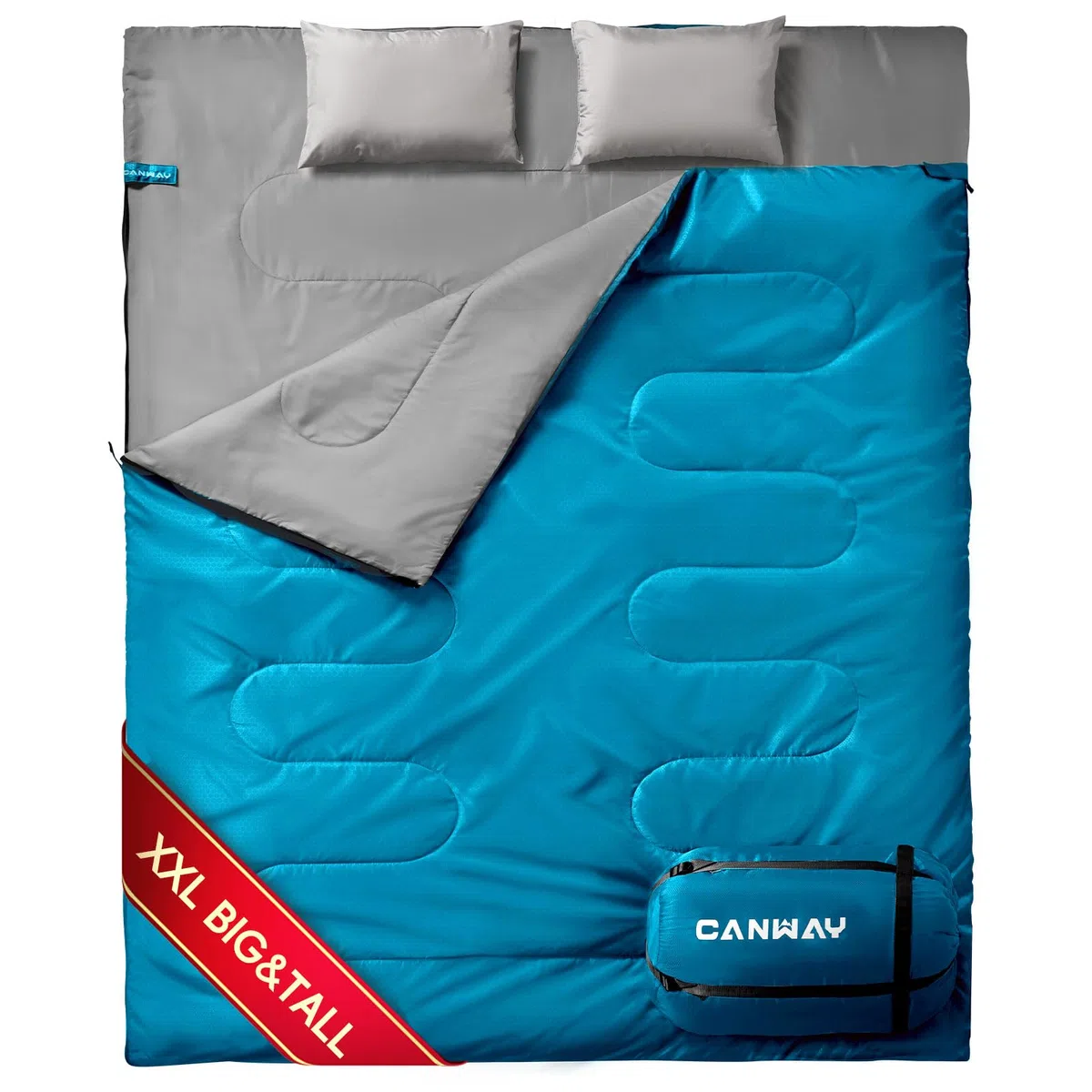 CANWAY Sac de Couchage Double XXL Sac de Couchage Couverture Sacs de Couchage 2 Personnes Sac de Couchage Extérieur Petit Sac de Couchage Coton