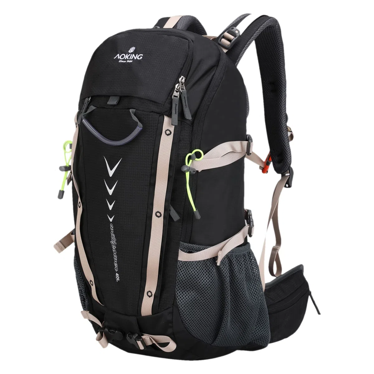 Aoking Sac à dos pour la randonnée/escalade,éléments standards :panneau en maille amovible,imperméable,sifflet SOS,housse de pluie,options :poche à eau 2 litres,sacs de couchage