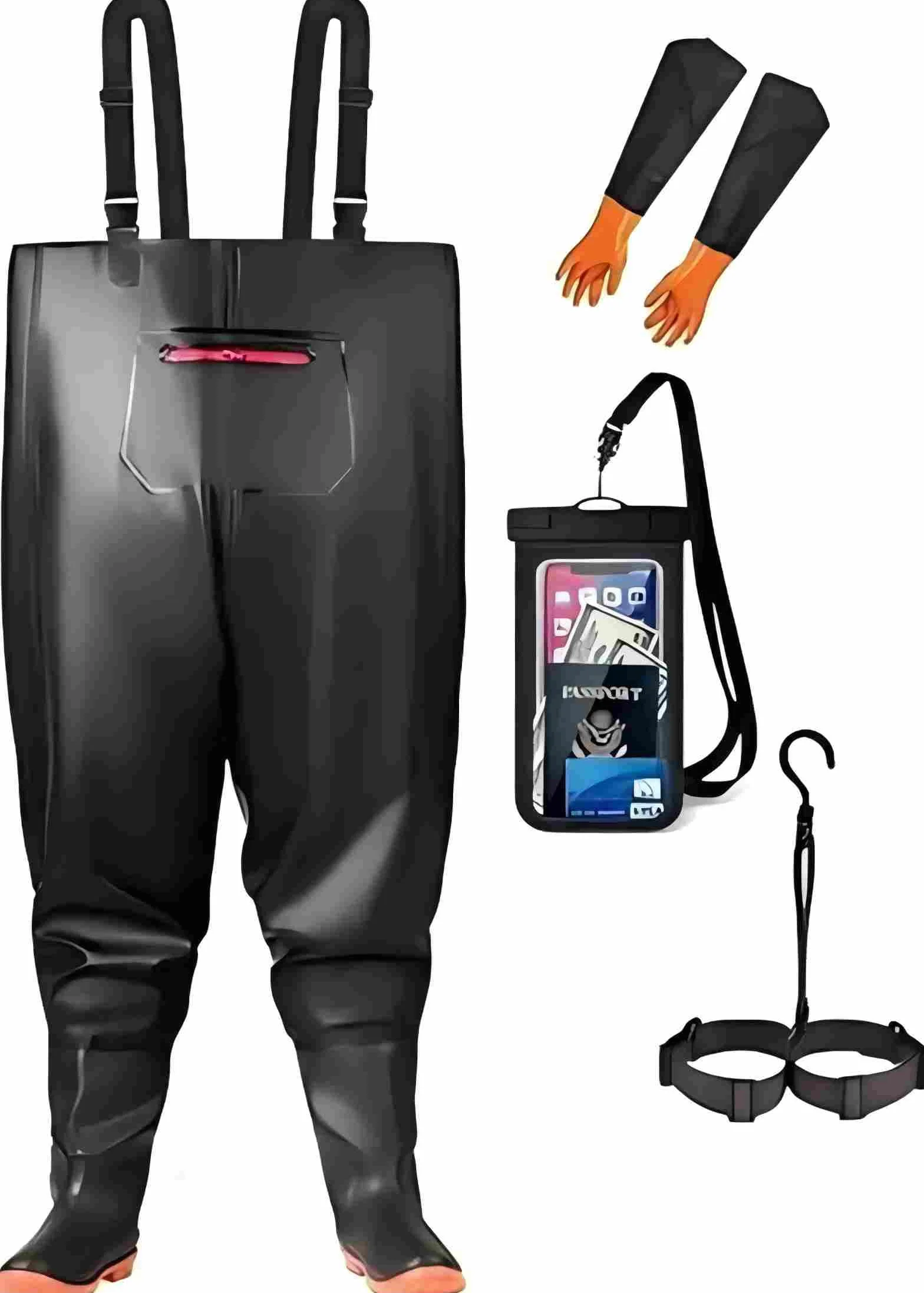 HoldOneLight Waders surdimensionnés pour homme, en PVC, imperméables, pour la chasse, avec ceinture de pied de bottes, respirant, léger