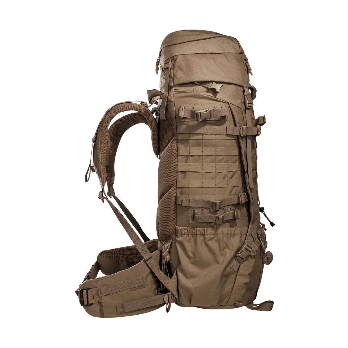 Tasmanian Tiger TT Mil OPS Pack 80 + 24 Sac à dos militaire pour homme compatible Molle avec poches latérales amovibles 104 litres pour l'extérieur, Bushcraft, Coyote Brown