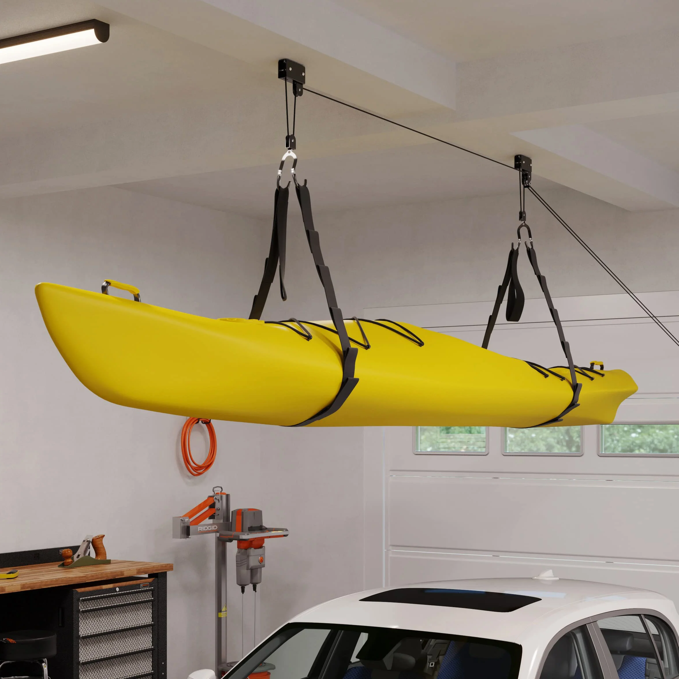 Système de poulie supérieure pour Kayak, canoë, vélo ou échelle (capacité de 57 kg)