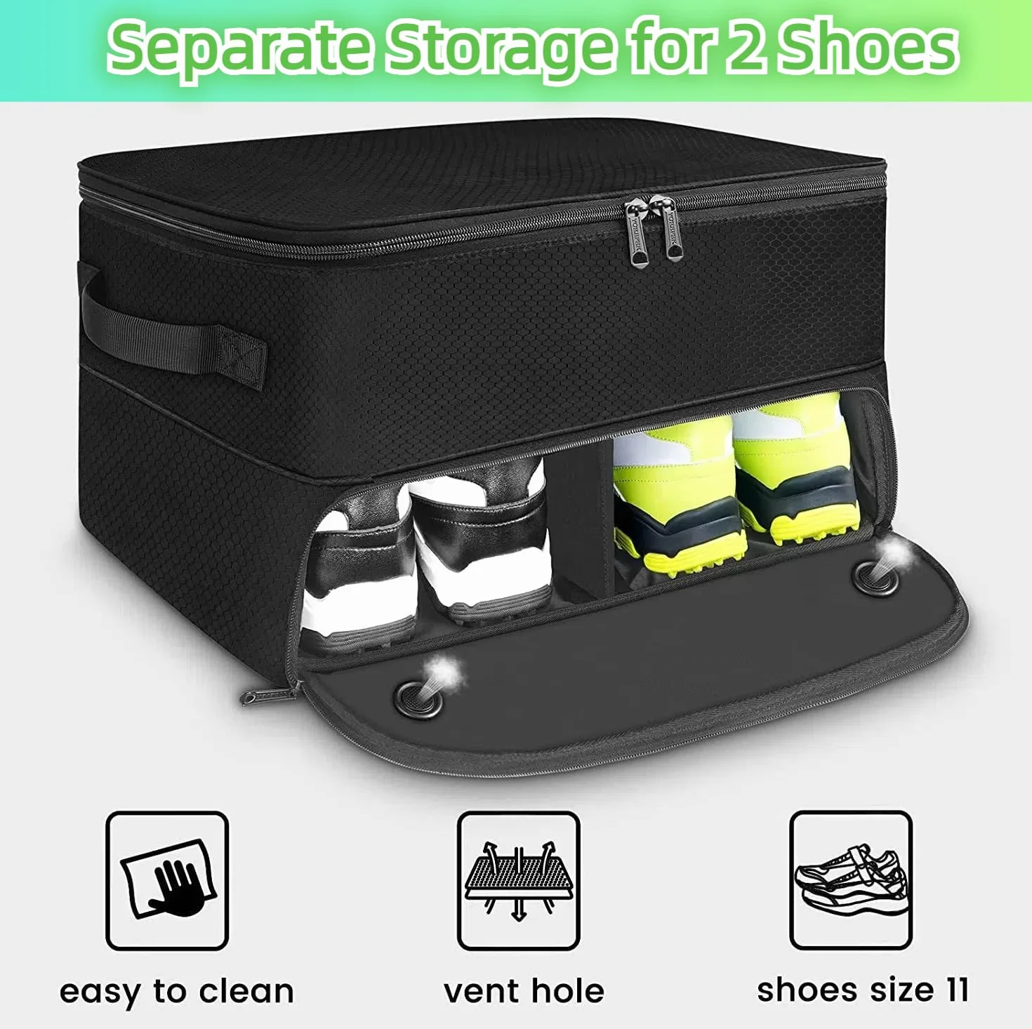 Organiseur de coffre de golf – Sac de rangement pour casier de voiture à 2 couches – Casier d'équipement de golf pour homme et organisateur de chaussures pour balles, t-shirts, vêtements
