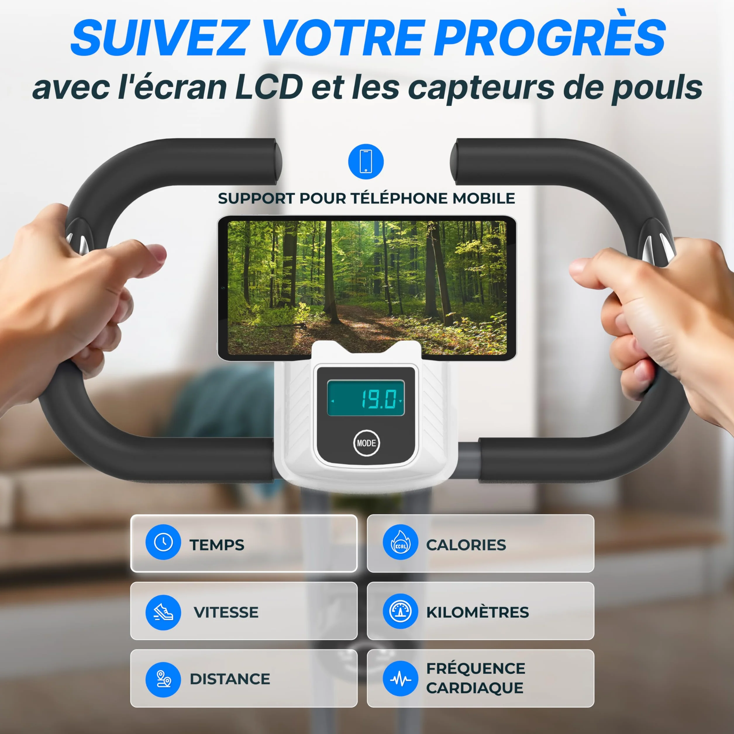 Ultrasport F-Bike Vélo d’Appartement Pliable I Vélos d'Appartement Extra Silencieux jusqu'à 130 kg avec Selle Confort, Velo d Appartement Pliable