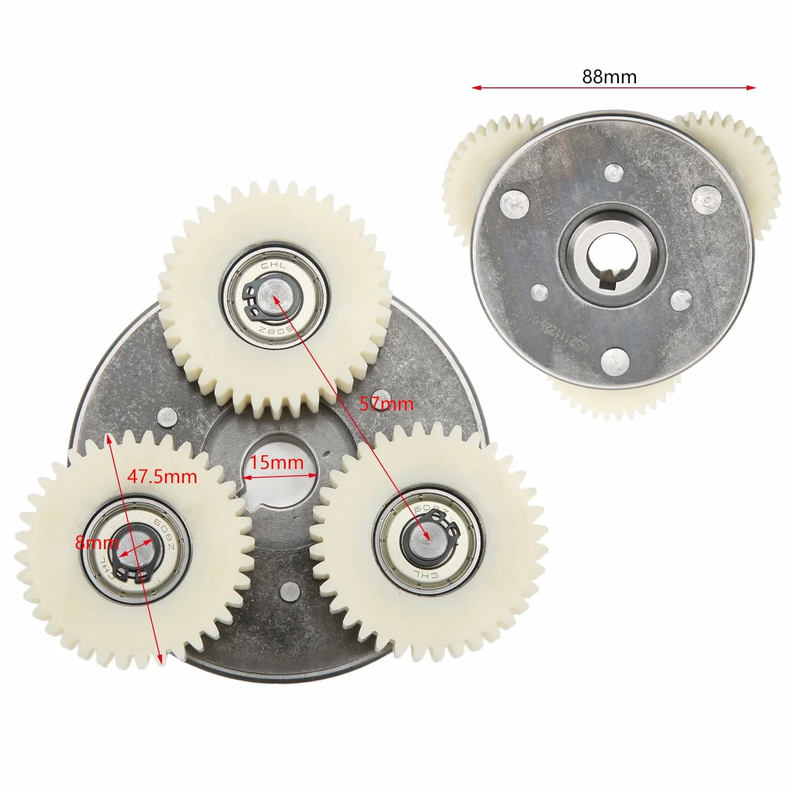 BuyWeek Kit d'embrayage et Engrenages de Moteur de Vélo Électrique, Engrenages Planétaires en Nylon 36T et Embrayage 88 mm Compatible avec Vélo Électrique Bafang, pour Moteur 500W à 750W