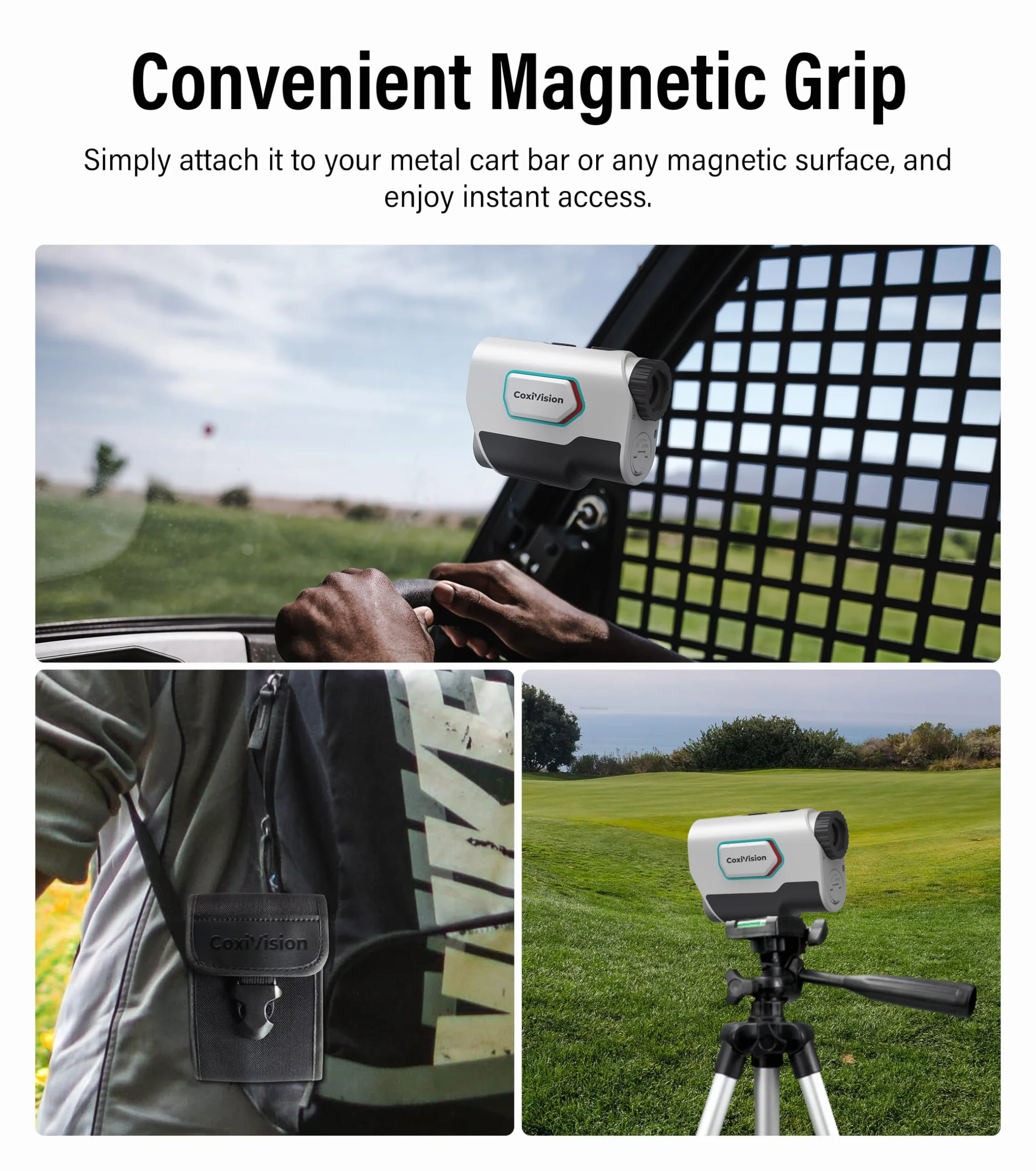 CoxiVisionTélémètre avec Pente, Golf et Chasse, télémètre Haute précision de 1 300 mètres, grossissement 6X, Vibration de Verrouillage du Drapeau, Mode Arc/Fusil, Mesure de la Pente