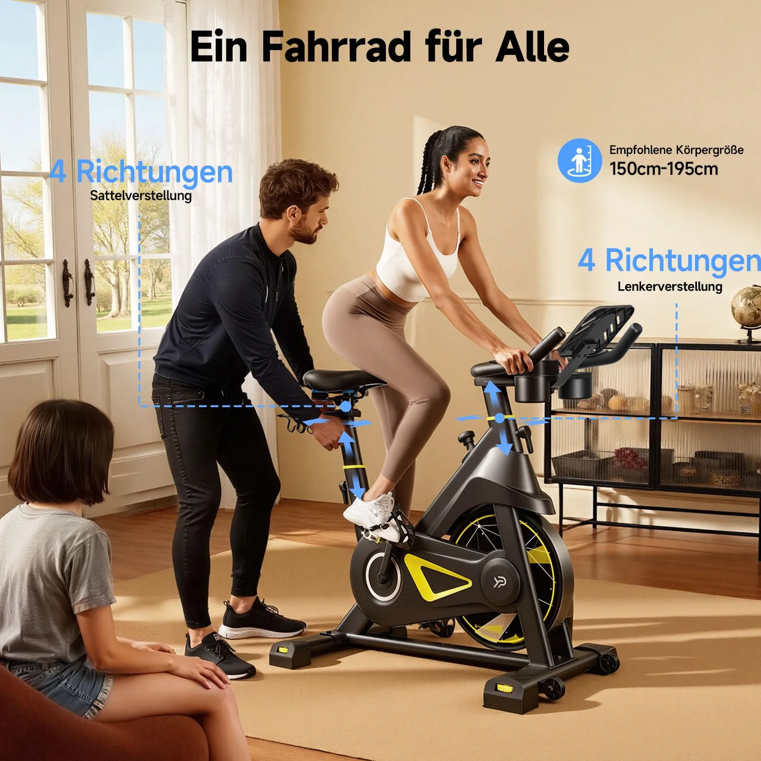 YPOO Vélo d’Appartement, Résistance Magnétique Réglable, Siège Confortable, Support Tablette & App Exclusive, Vélo d’Intérieur pour Cardio à Domicile, Grande Capacité de Charge