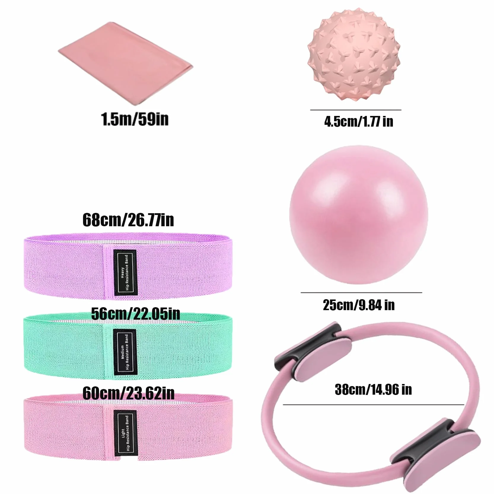 Pilates Essentials Kit for Women, Pilates Equipment, for Home Workouts with Ring and Ball Set, 3pcs Booty Bands, Yoga Bands for Stretching, Fascia Ball, Yoga Socks