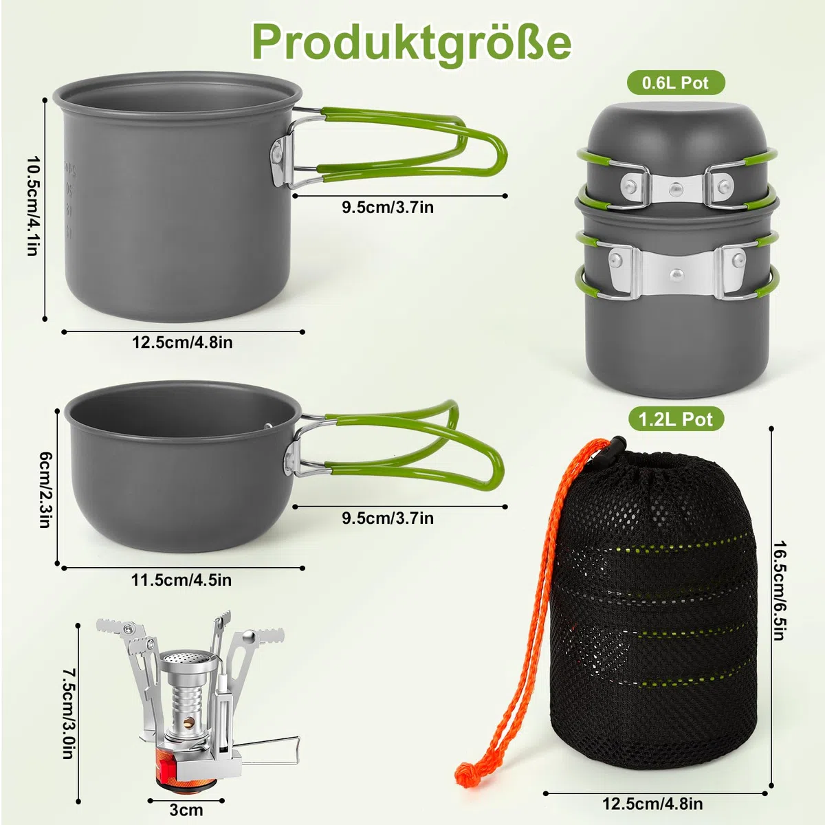 Réchaud de Camping et Casserole - Cuisinière Portable de randonnée avec brûleur à gaz Propane et Butane pour Bouteille de gaz à allumage piezo