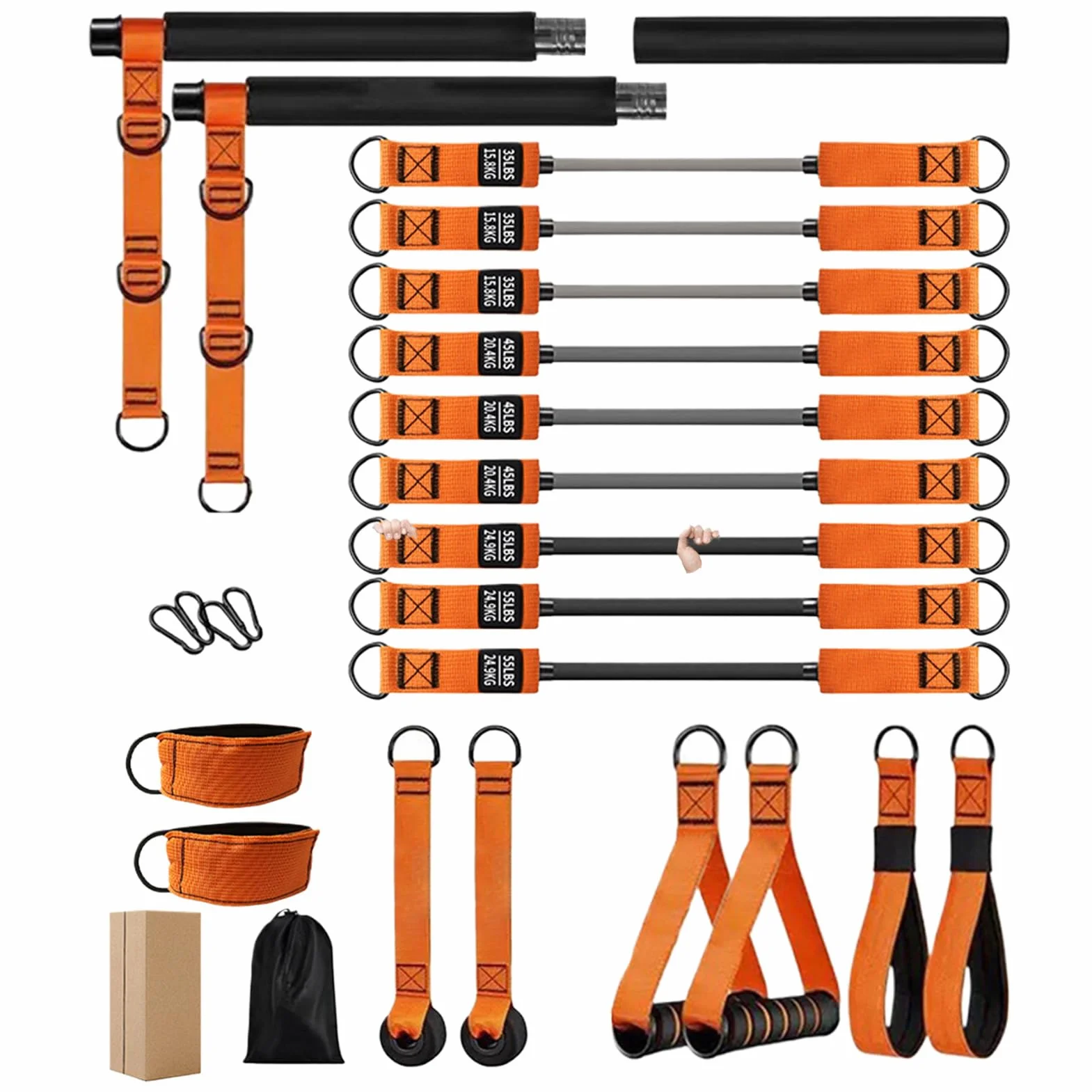 Kit Barre Pilates,Équipement de Renforcement Musculaire - Matériel de Musculation pour Squats Maison Niveaux Épaules Cou Taille