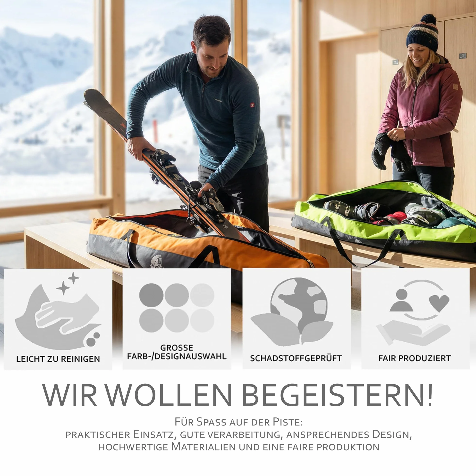Rawstyle Sac de Ski pour Adultes - Étanche - 160 cm ou 180 cm - Modèle 2