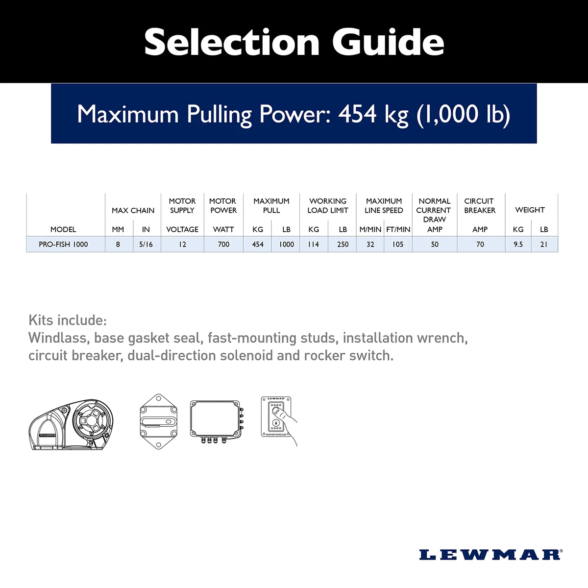 Lewmar® Pro Series 1000H, 5/16" Gypsy