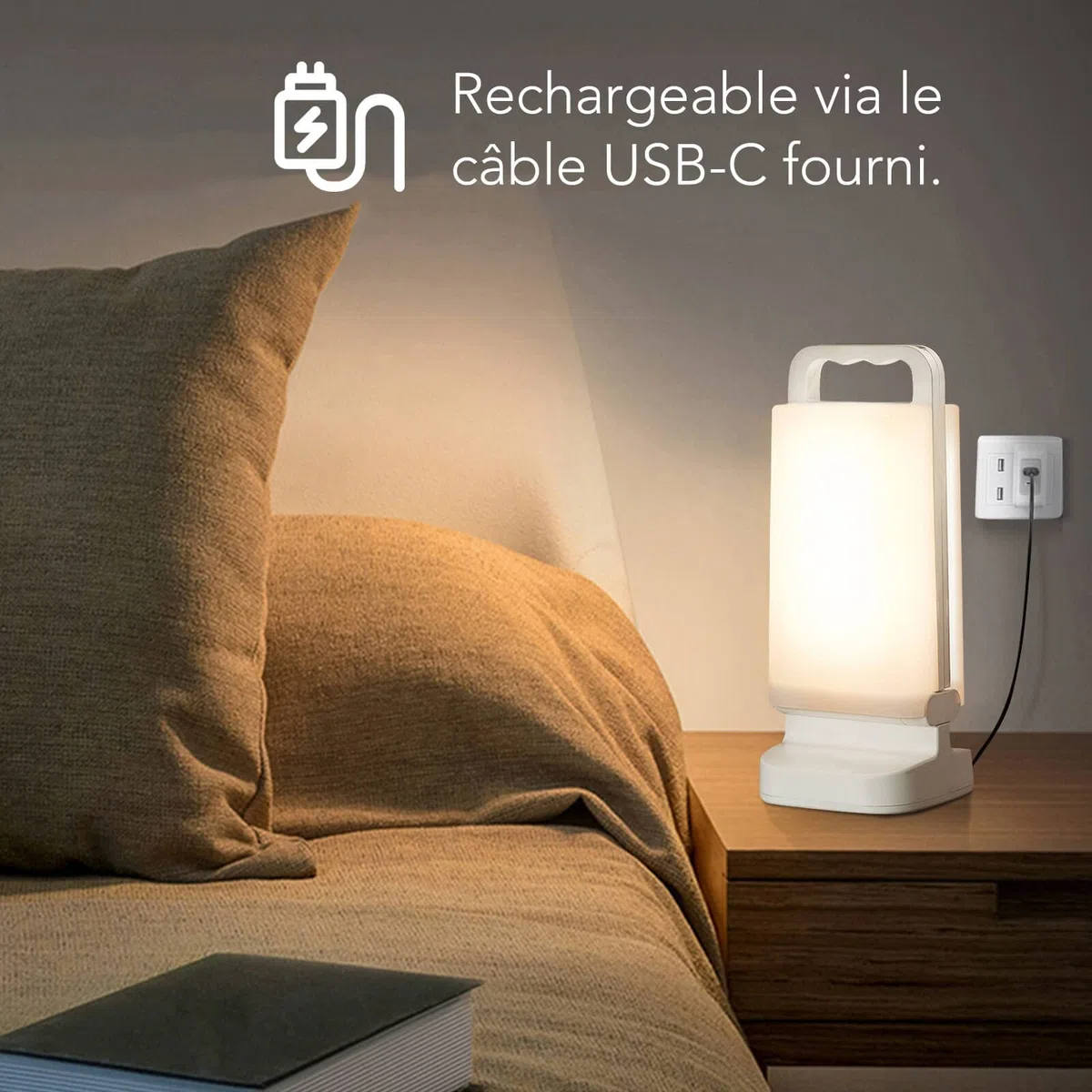 Lepwings Lampe Solaire Rechargeable USB, Lanterne LED Portable avec Batterie Externe 6000 mAh, Étanche IPX4 pour Intérieur et Extérieur (Camping, Randonnée, Pêche)