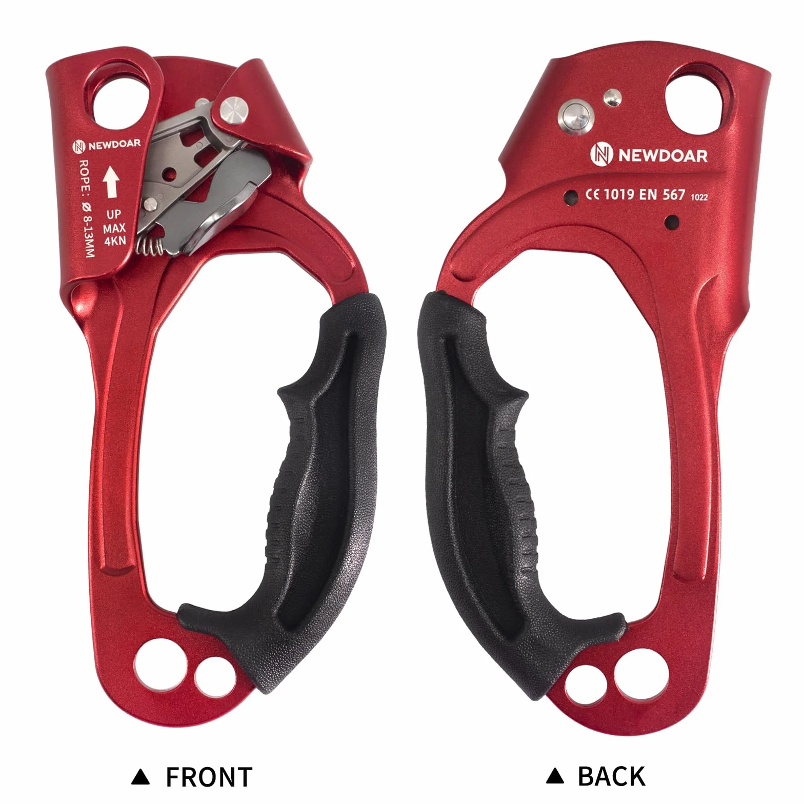NewDoar UIAA & CE Certifié Main Ascendeur Bloqueur Poignée Ergonomique d'escalade Arbre Arboriste Rappel Gear Équipement Corde Pince pour 8~13 MM Corde