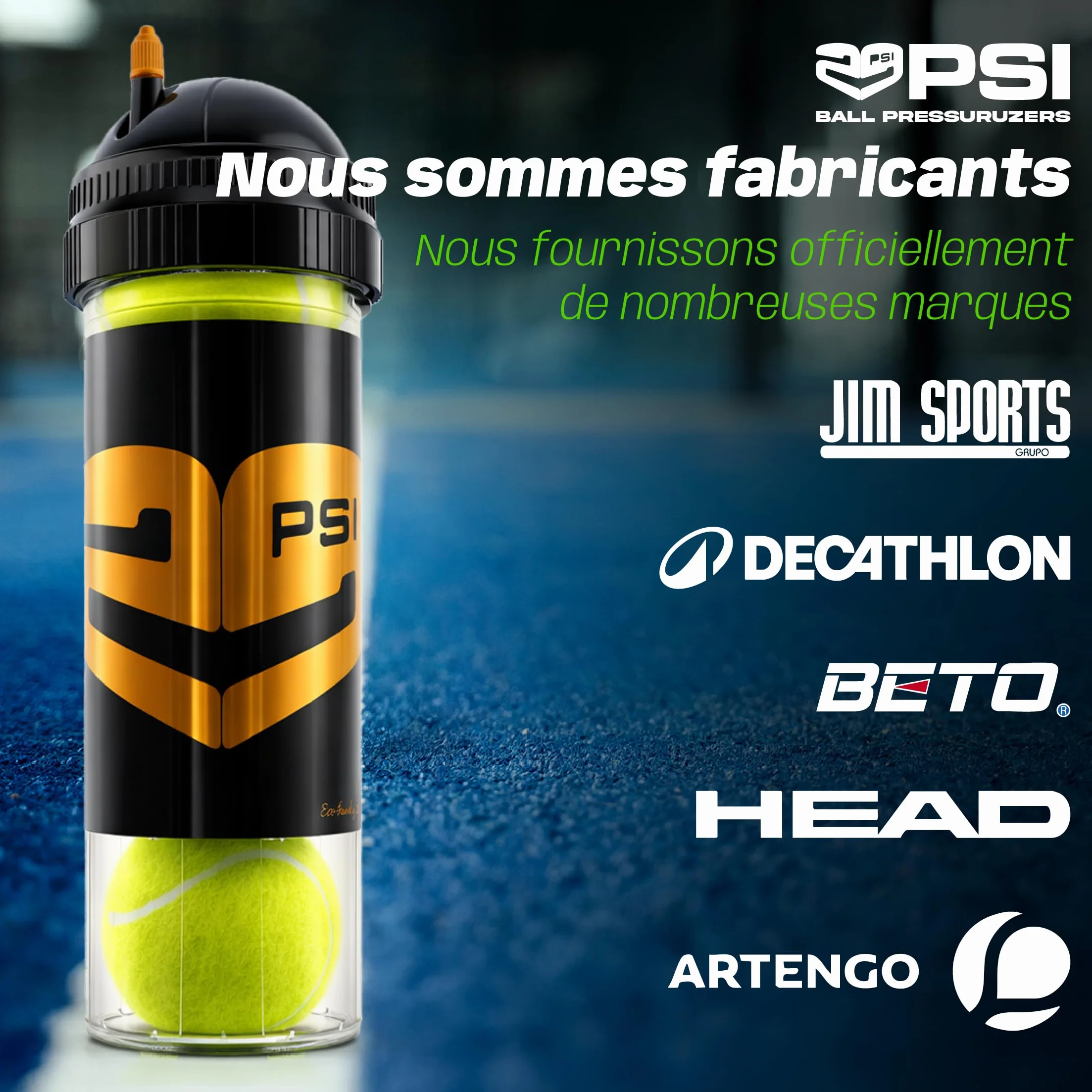 TUBOPLUS 29PSI Pressurisateur de balles de padel et de tennis Maintient la pression et le rebond Pot hermétique pour prolonger la durée de vie des balles