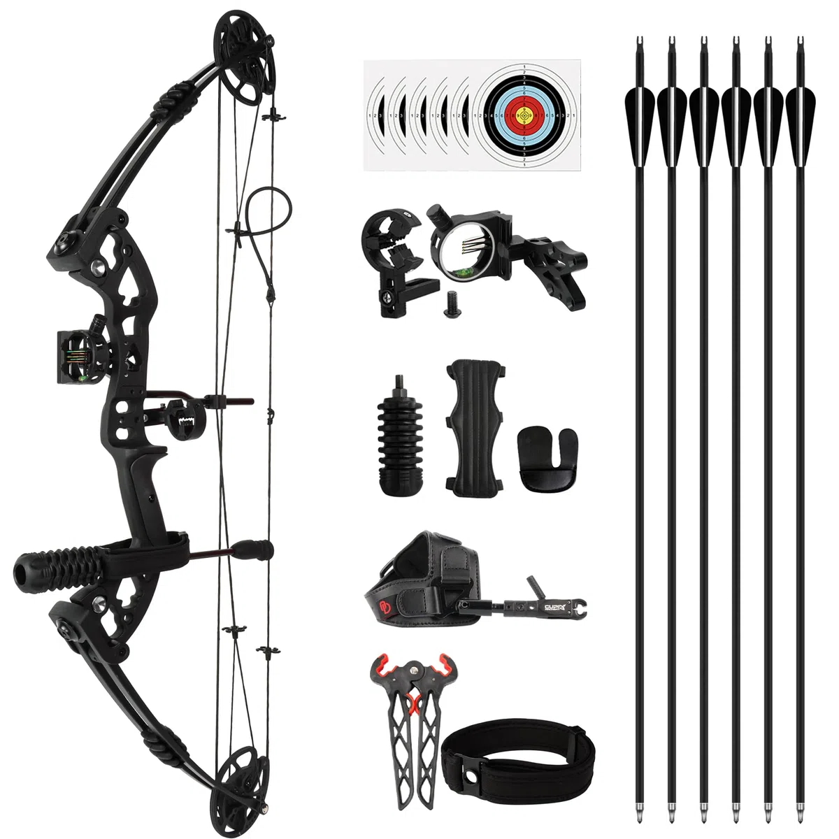 Kit Arc à Poulies pour la Chasse à l’Arc Arcs Compounds Set 30-40 Livres Réglable Arc de Chasse pour Adulte tir en Plein air droitier ​avec Accessoires et Flèches en Carbone