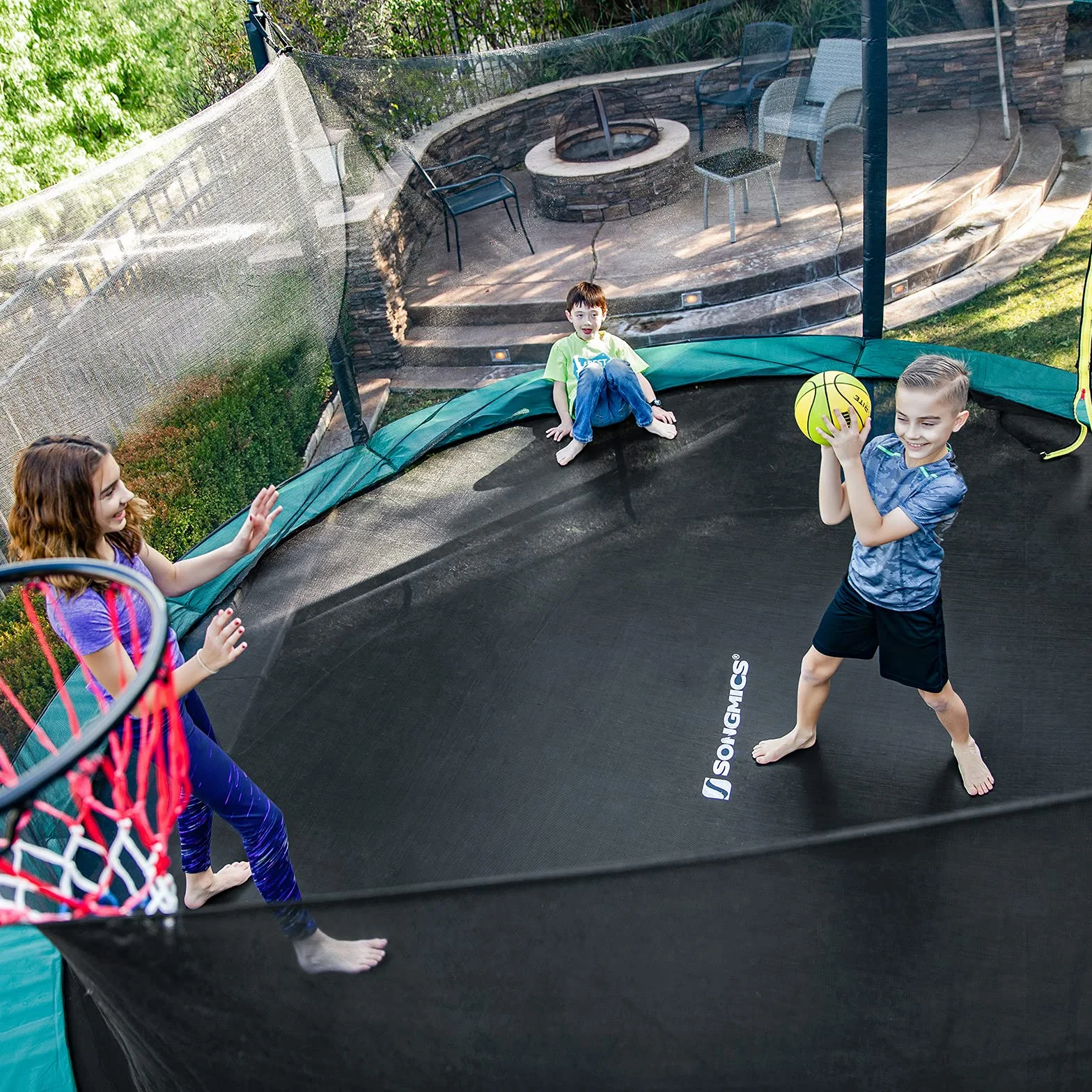 SONGMICS Tapis de Saut pour Trampoline (Ø 244, 305, 366 cm, Tapis de Saut, Accessoire de Trampoline, Rechange), Couleur Noire