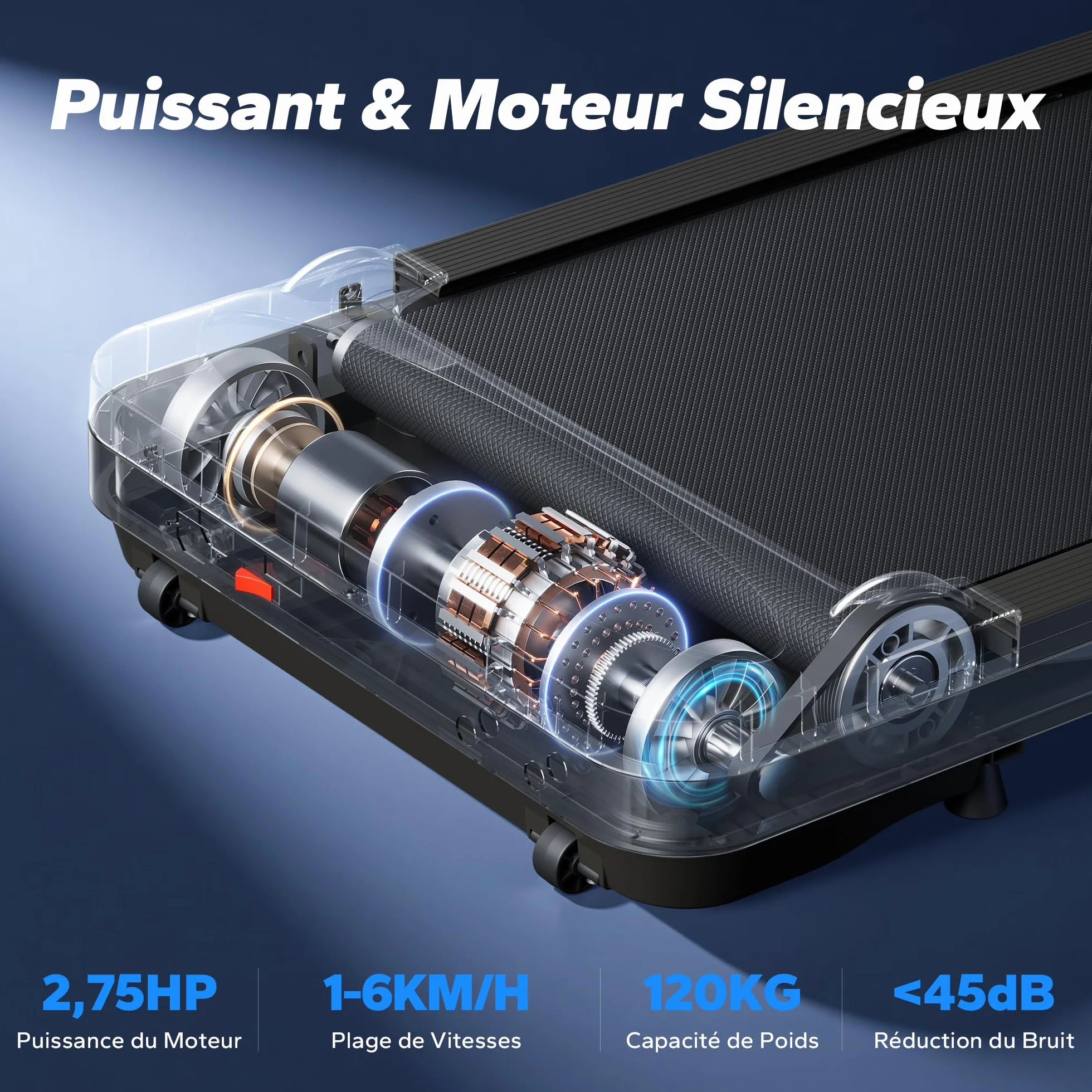 MERACH Tapis de course sous bureau 2 en 1 10 km/h 40 dB silencieux avec télécommande