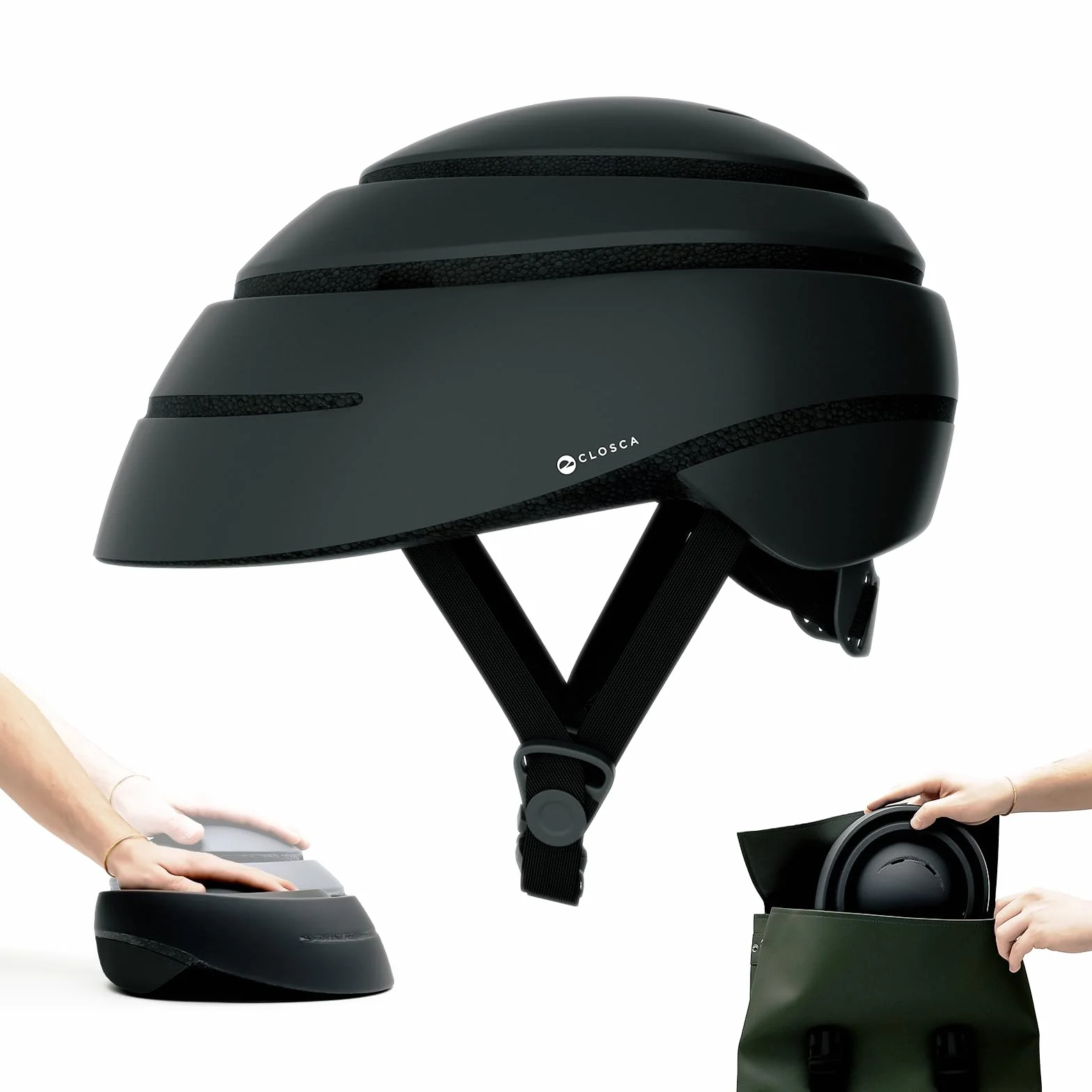 CLOSCA. Casque vélo Pliable Adulte pour vélo et Trottinette électrique. Léger, Compact et homologué CE. Design Urbain Unisexe pour Homme et Femme. Casque vélo Ville et Cyclisme