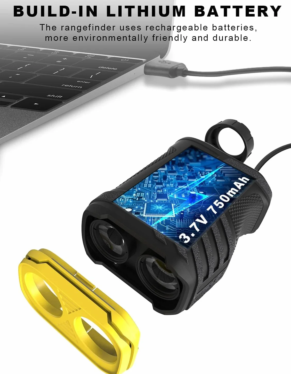 Télémètre Golf Laser, 600M Télémètre Chasse Précision ±0,5m avec Chargement USB et Compensation de Pente, Grossissement 6X pour Chasse et tir à l'arc, l'escalade, IP54 Étanche