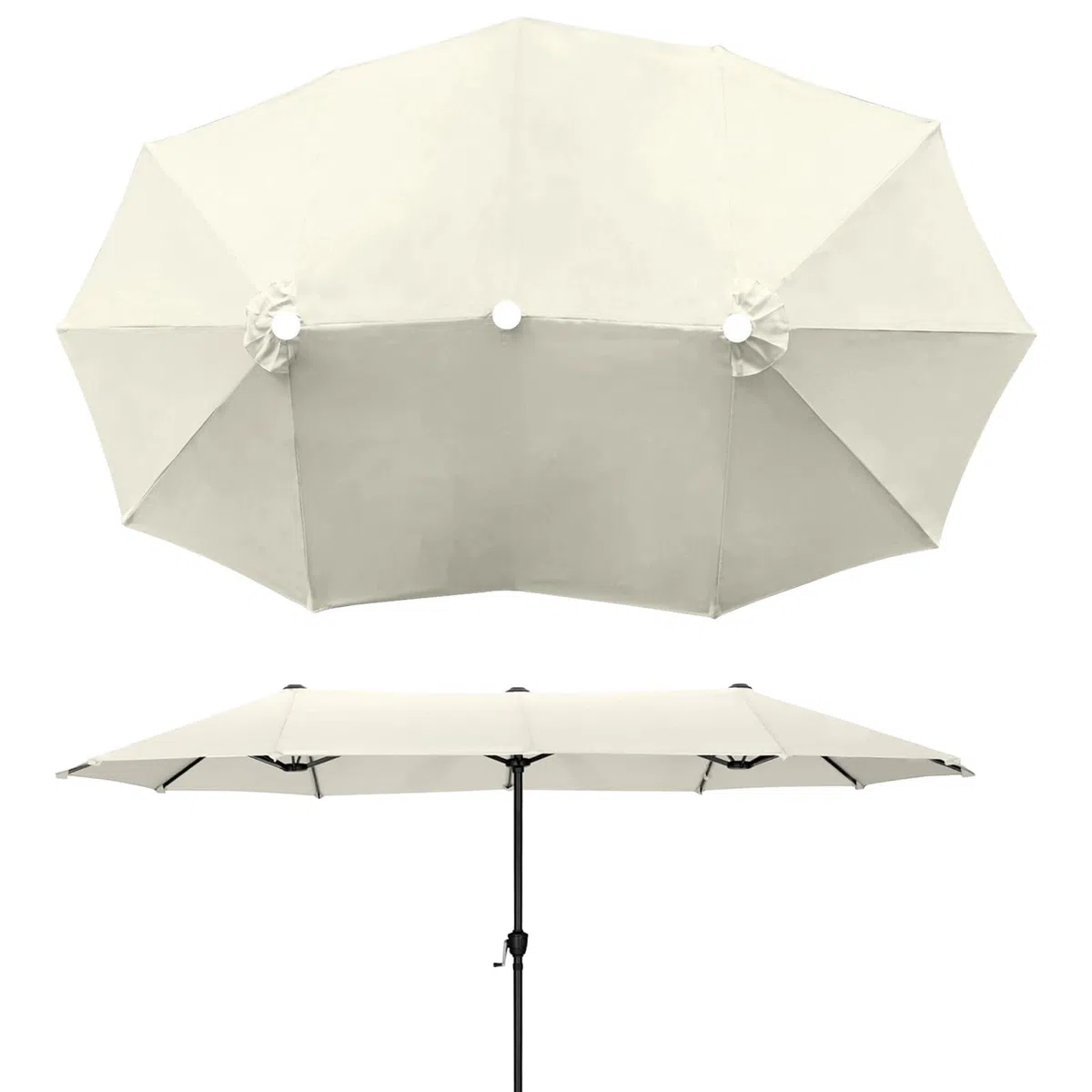 12 Baleines 3 Têtes Toile De Rechange Pour Parasol, Dessus De Parapluie De Remplacement Pour Parasol Déporté, Cour, Jardin, Ø270cm Imperméable Auvent De Rechange, Pas Facile À Décolorer(Off white)