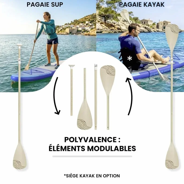 Paddle Gonflable AIRGLISS 11.0 JUSQU'A 2 Personnes (Max. 170kg) | Adulte ET Enfant | Stable ET DE Qualite | Complet avec Tous Les Accessoires : PAGAIE, GONFLEUR, Sac, AILERON, Leash