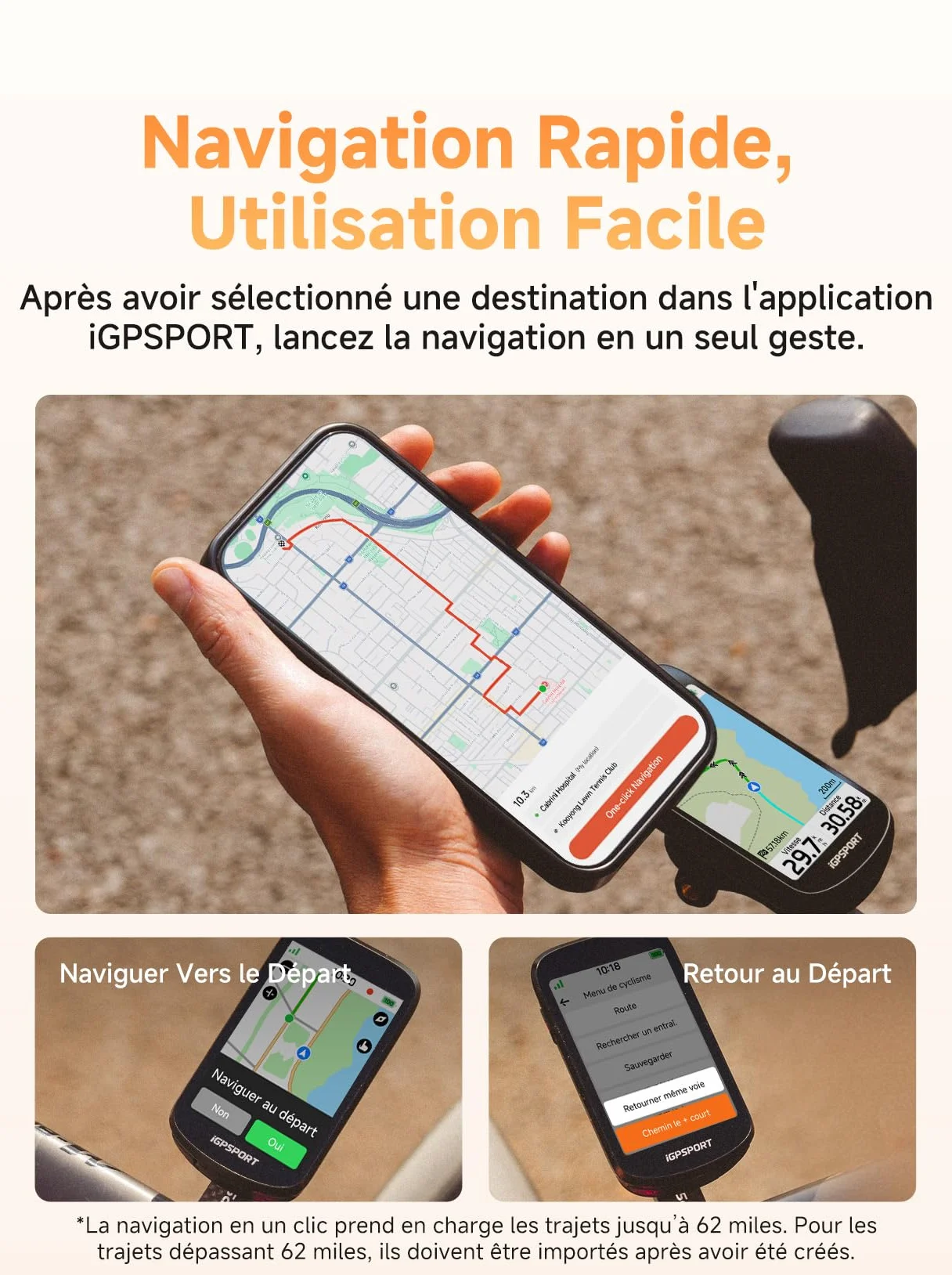iGPSPORT BSC500 Compteur Velo sans Fil, 3,3" Grand Écran Tactile Navigation Vocale Sonnette Électronique Mode Vélo Électrique, d’Entraînement en Montée, 32 Go Compteur Velo GPS