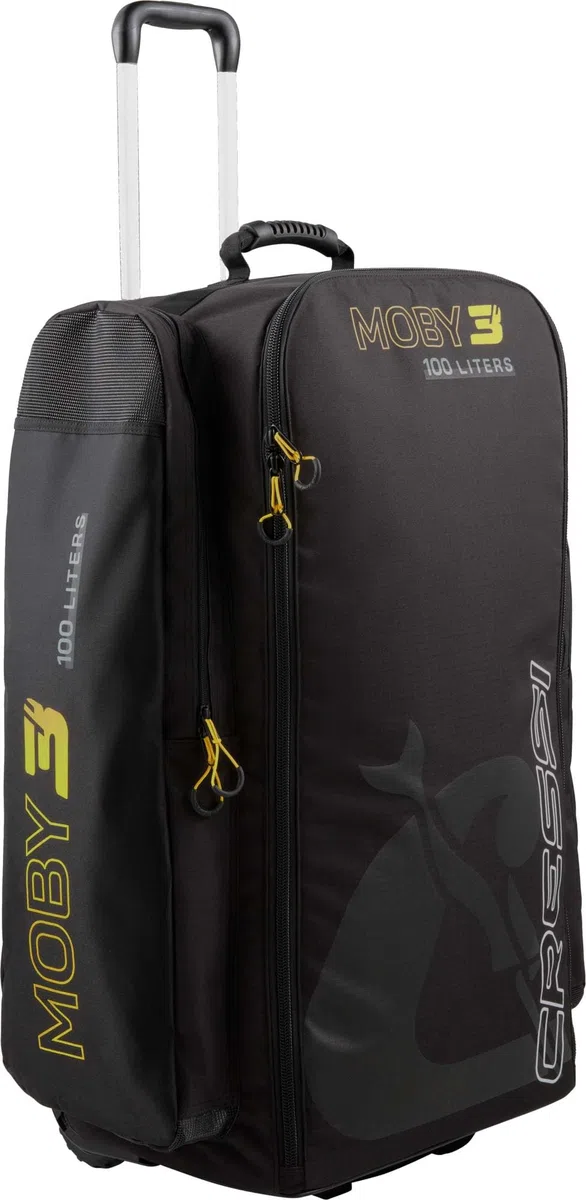 Cressi Moby 3 Trolley Bag Black/Yellow 100 L - Sac à roulettes Robuste et Spacieux Idéal pour Les Activités Sportives et Les Voyages, Noir/Jaune, 100 L, Unisex