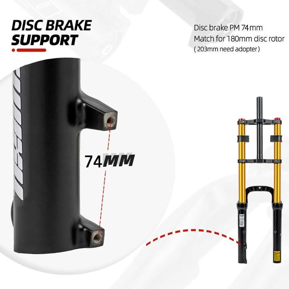 Fourche de 50,8 cm, frein à disque de 140 mm, fourche à suspension pneumatique pour VTT, réglage du rebond DH, fourche avant de vélo électrique, 9 x 135 mm
