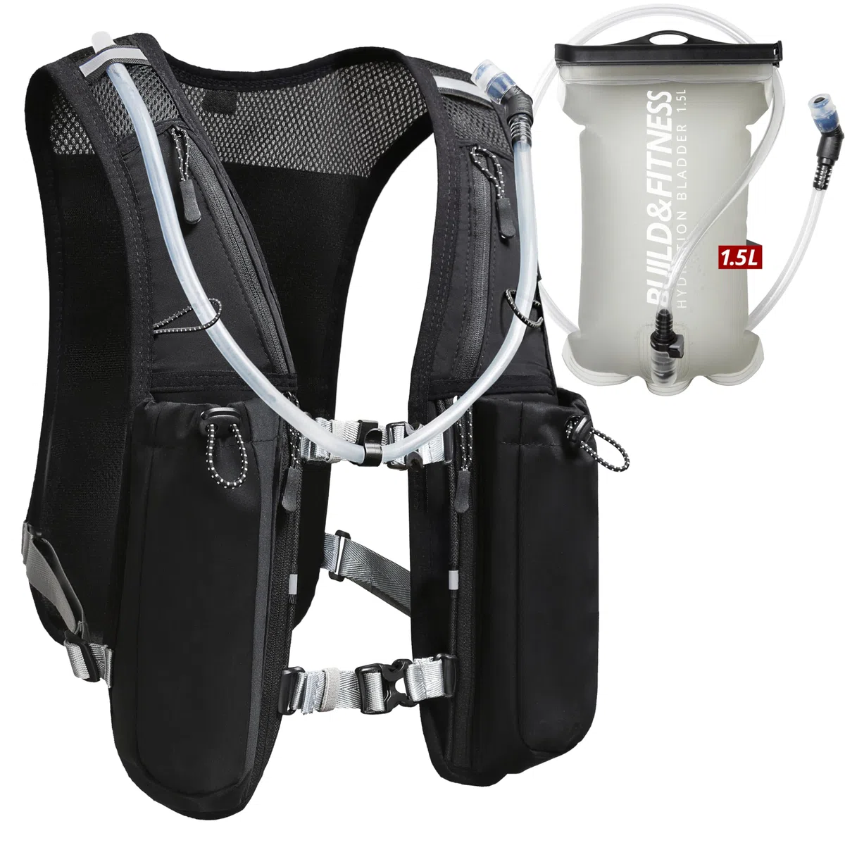 Gilet d'hydratation de Course à Pied pour Femmes et Hommes. Réfléchissant, Séchage Rapide, Résistant à l'eau, Sac à Dos réglable pour Course