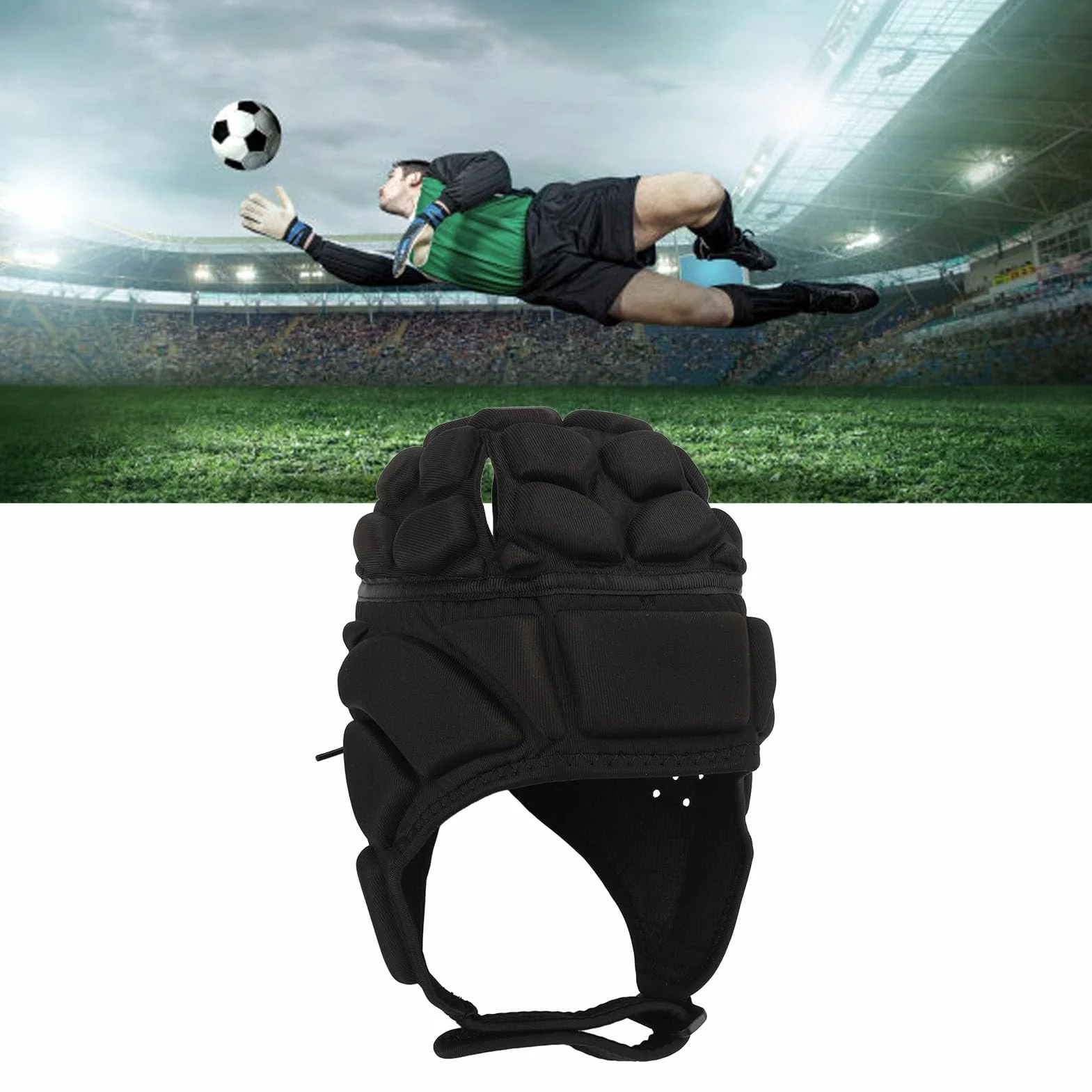 Casque de Football, Casque de Protection de Rugby avec Tissu OK Néoprène, éponge EVA, Conception de Trou d'oreille pour Le Cyclisme, Le Ski, Le Sport