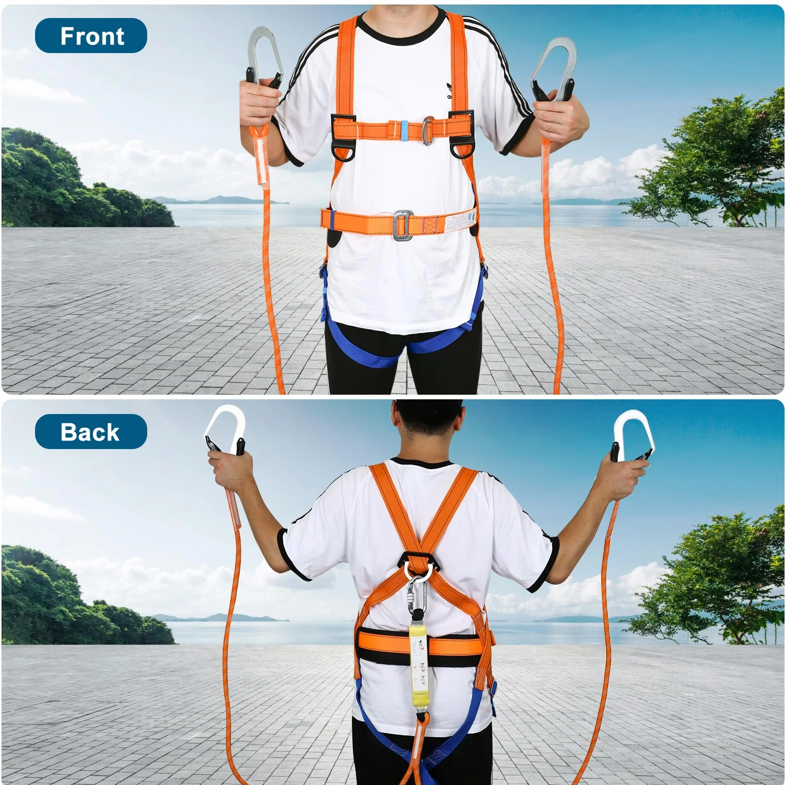 Ensemble ceinture sécurité complète F amovible passants poitrine protection chutes taille hanches alpinisme