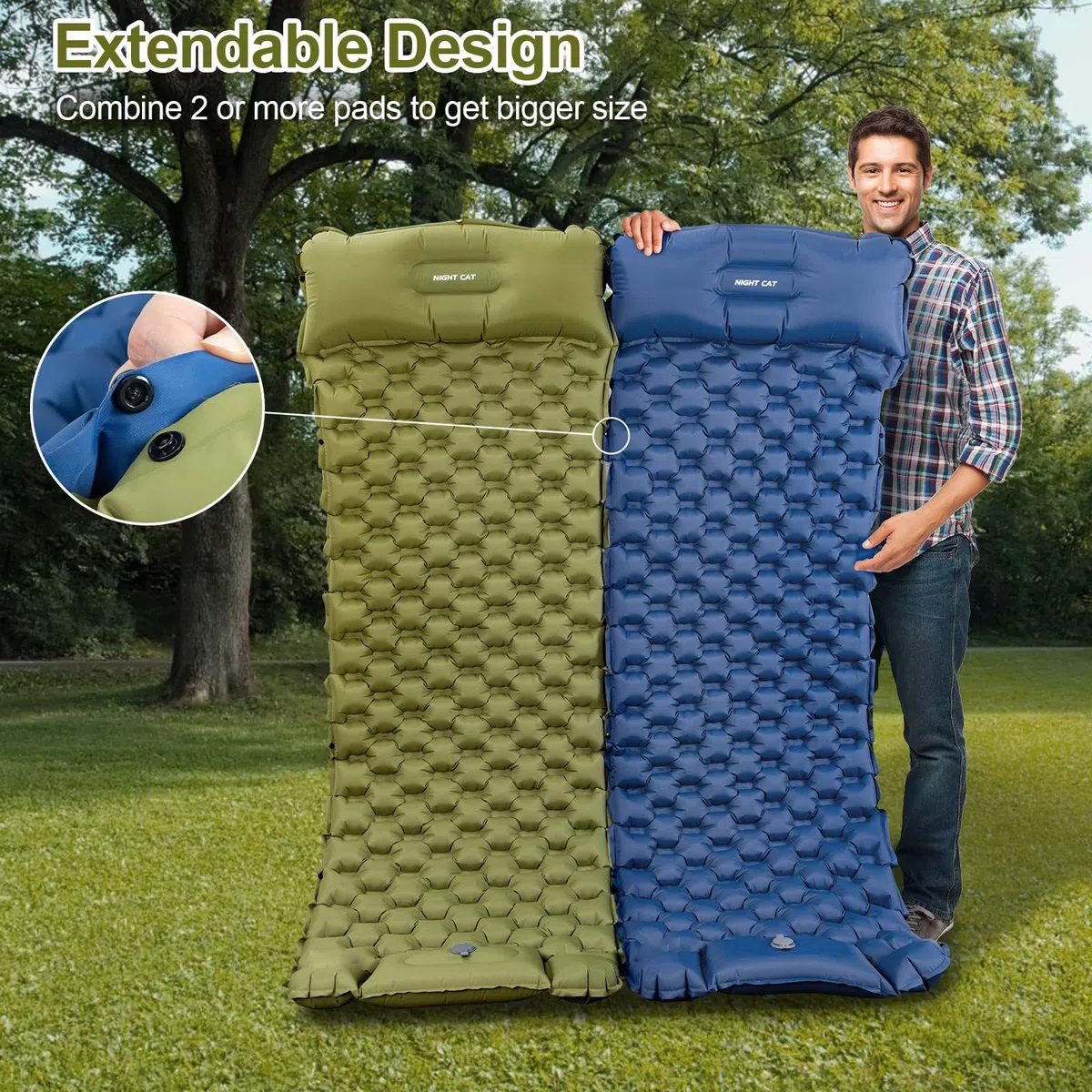 Night Cat Matelas Gonflable Léger: Matelas Gonflable Portable avec Coussin pour Camping Randonnée