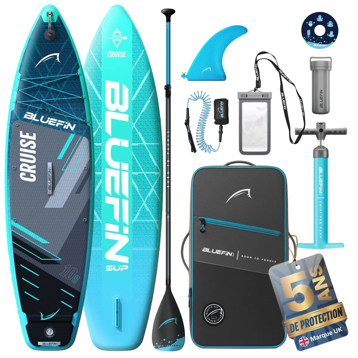 Bluefin Cruise - Planche de Paddle Gonflable 10'8 - Pack Sup de qualité supérieure et Accessoires - Planche de Paddle Sup antidérapante et légère - Planche de Paddle Sup Polyvalente de 15,2 cm