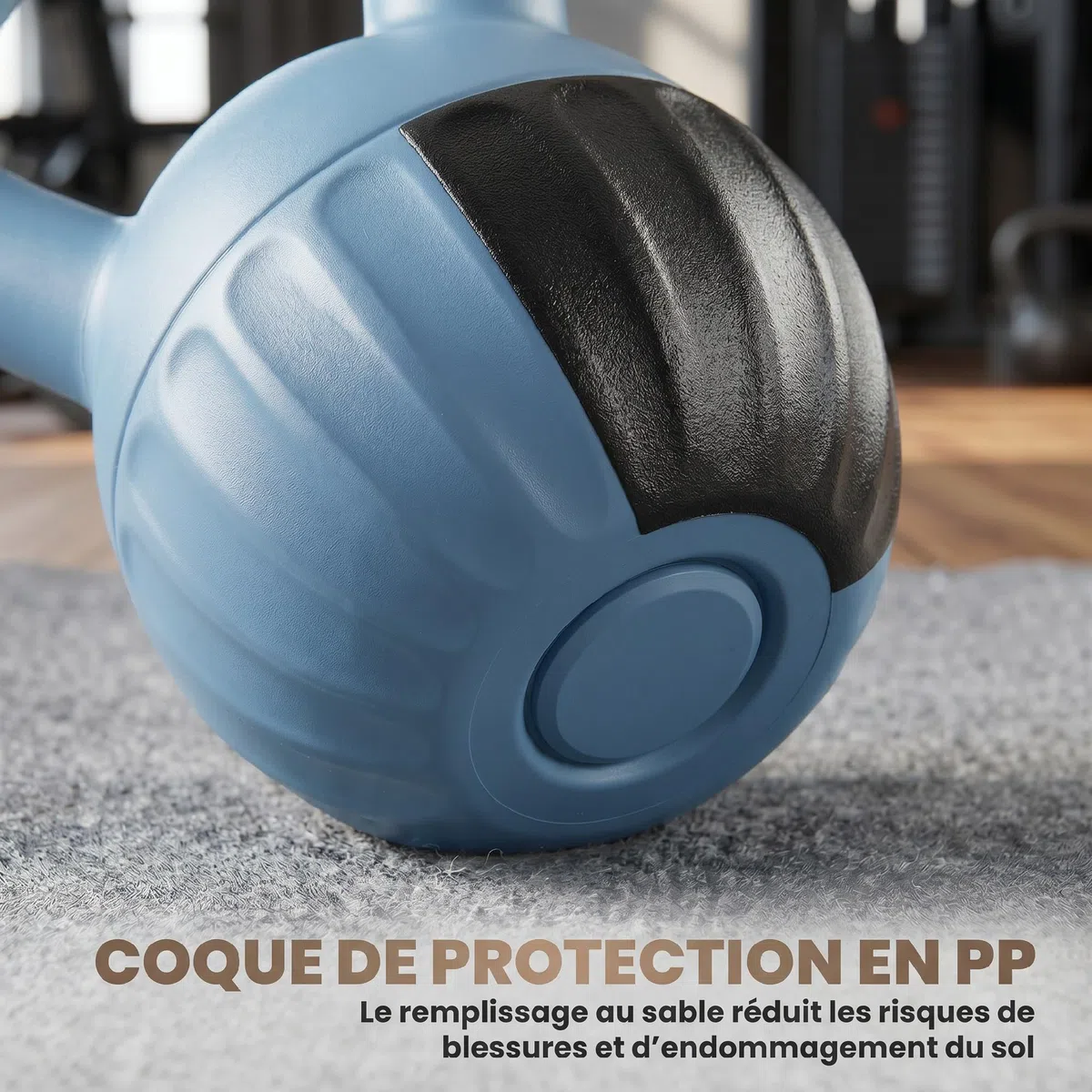SPORTNOW Kettlebell 10/12/14 kg, haltère avec poignée Antidérapante, haltère à boule, musculation, entraînement, pour gym, bleu