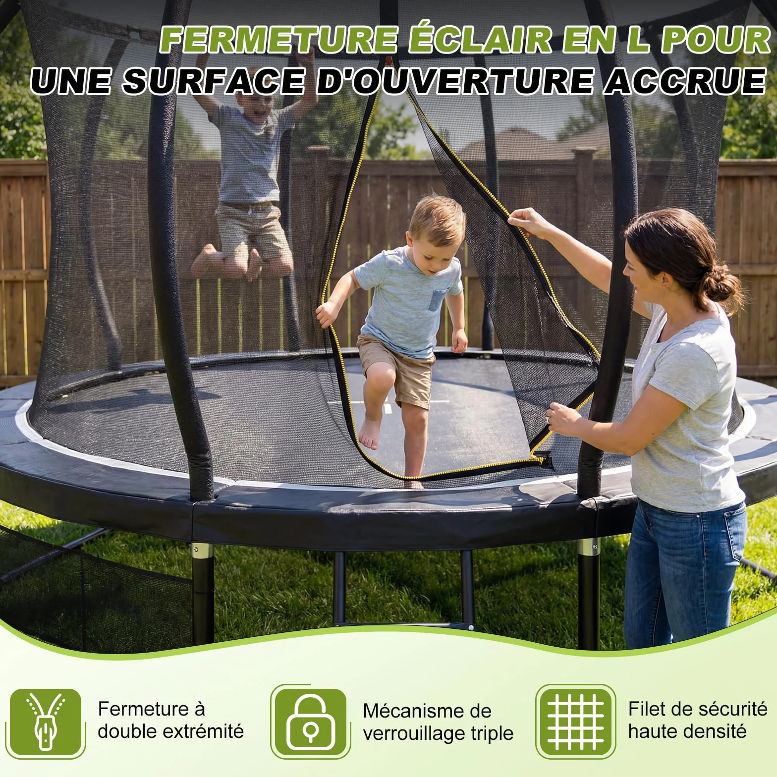 Devoko Trampoline Extérieur Ø 228/305/366/427 cm, pour Enfants, avec Filet de Sécurité, GS Certification, Couverture de Protection, Design Citrouille, Capacité de Charge 150 kg